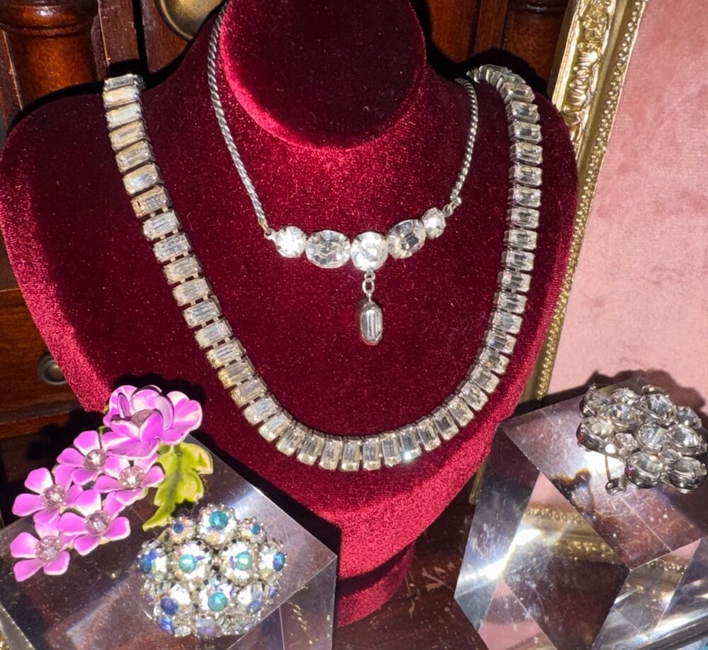 Jewelry Lot Vtg Rhinestone Sorrelli Trifari Weiss Jade High End Sets Estate