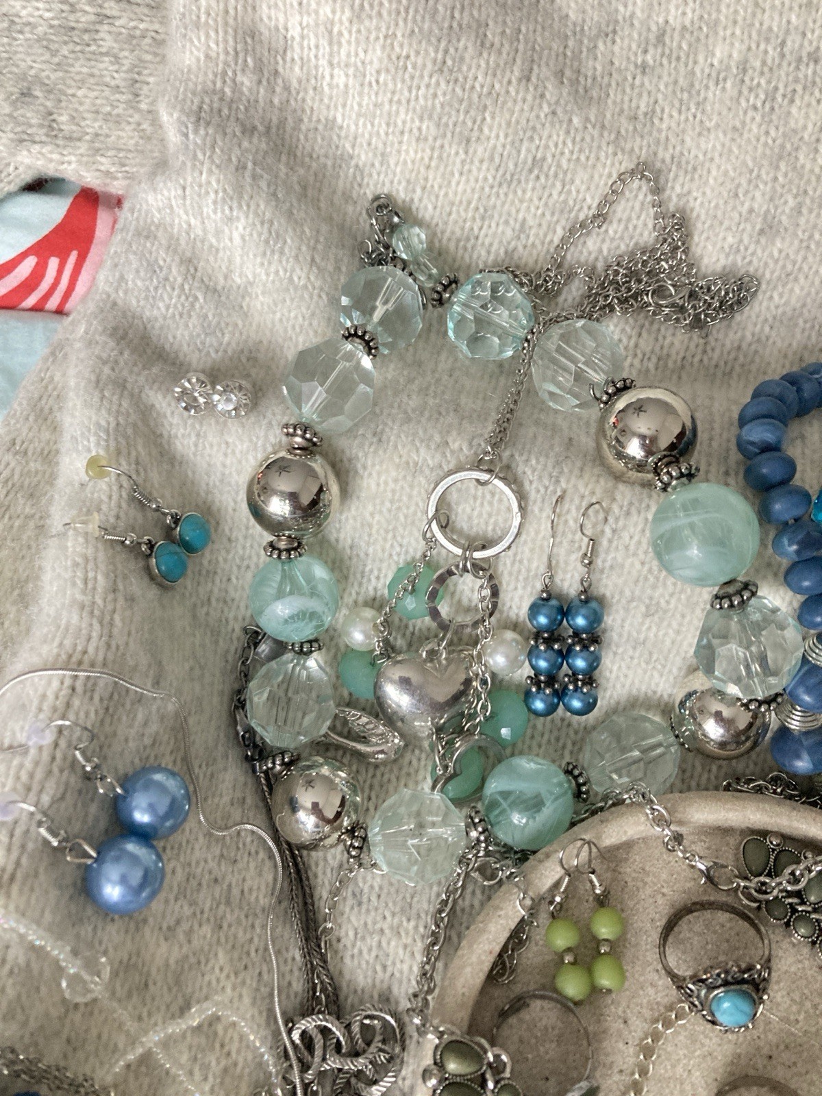 Vintage & Modern Costume Jewelry Lot Curated Collection ALL WEARABLE Blues