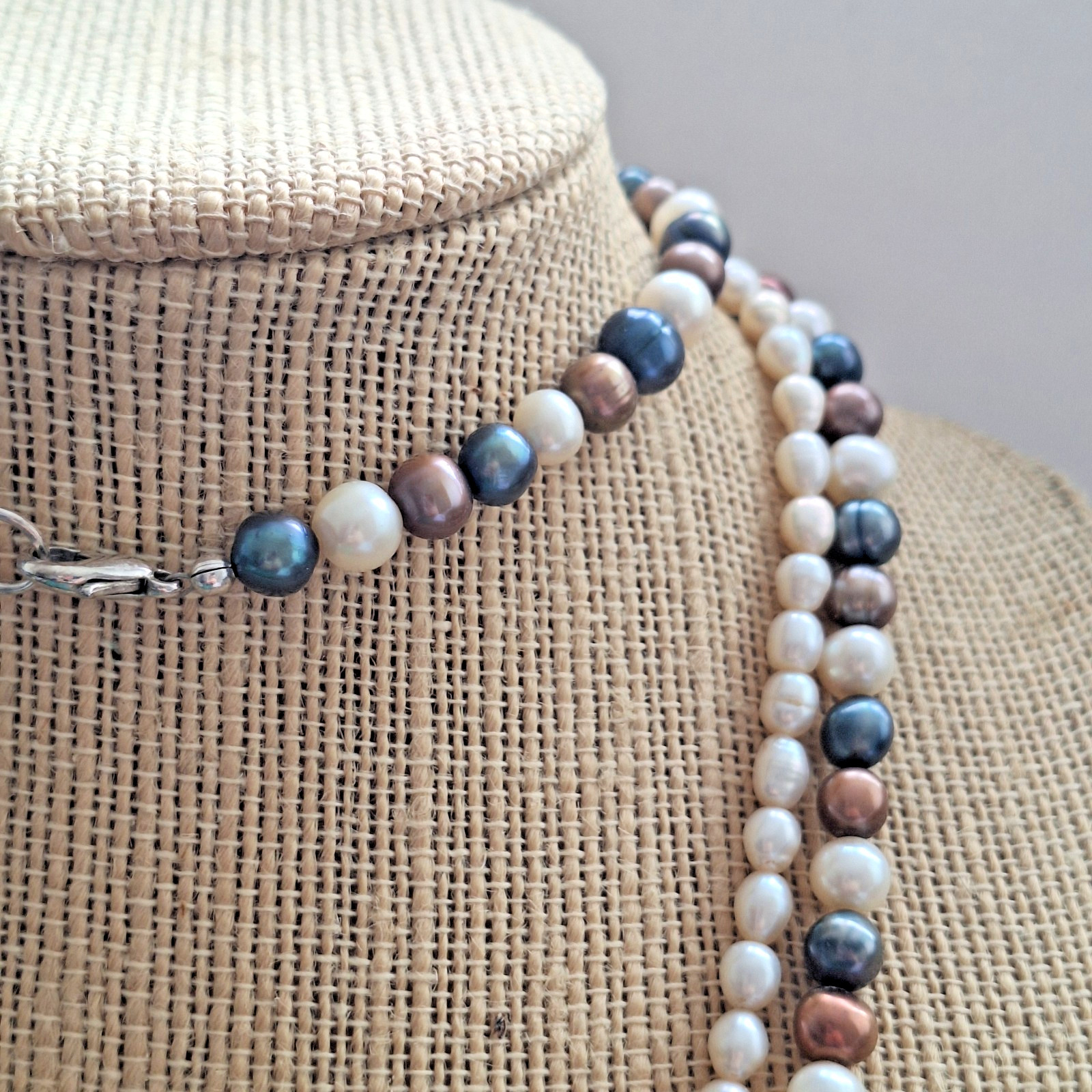 Vintage Genuine Freshwater Pearl Necklace Lot Multicolor 29.5″ & White 16.75″ 