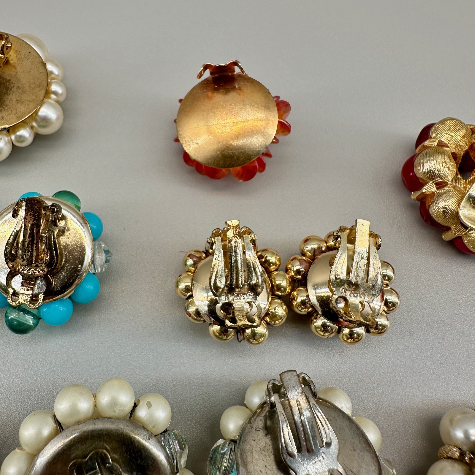 Vintage Cluster Clip On Earrings Lot Germany Hong Kong Japan 28 Pairs 14 Singles