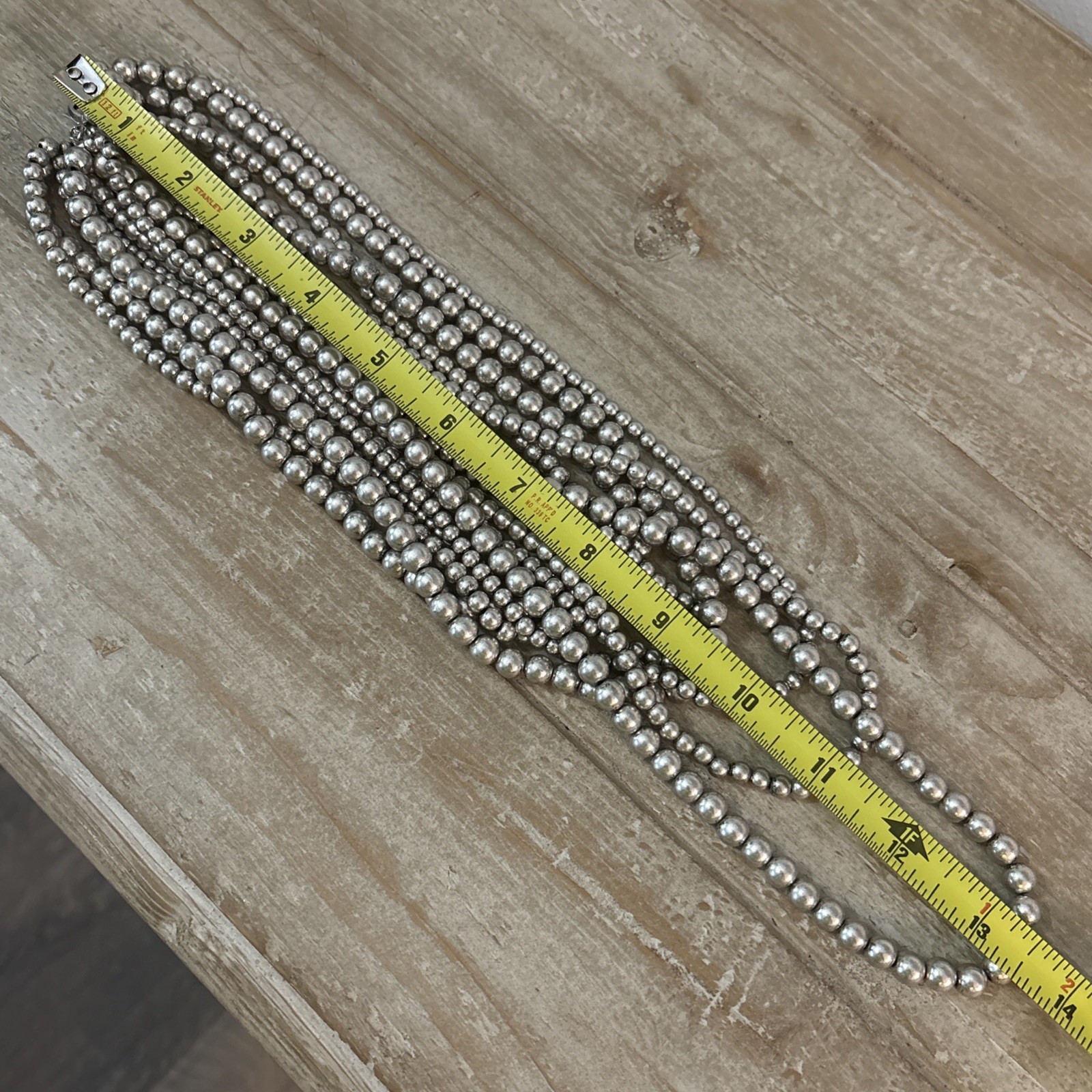 Vintage Gray Silver Layered Multi-Strand Faux Pearl Statement Necklace 17”