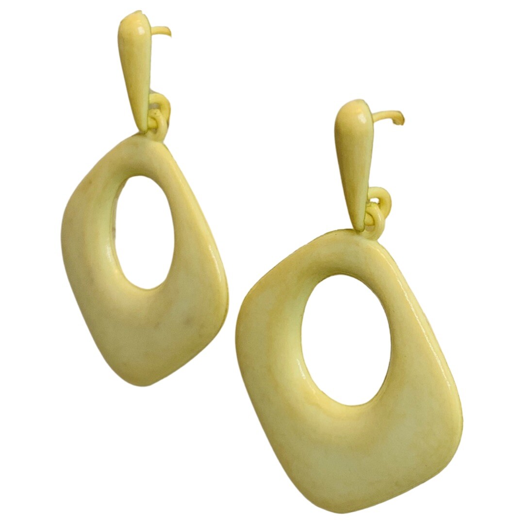 Yellow Door Knocker Earrings 2.5″ 80s Punk Trendy Madonna Unique