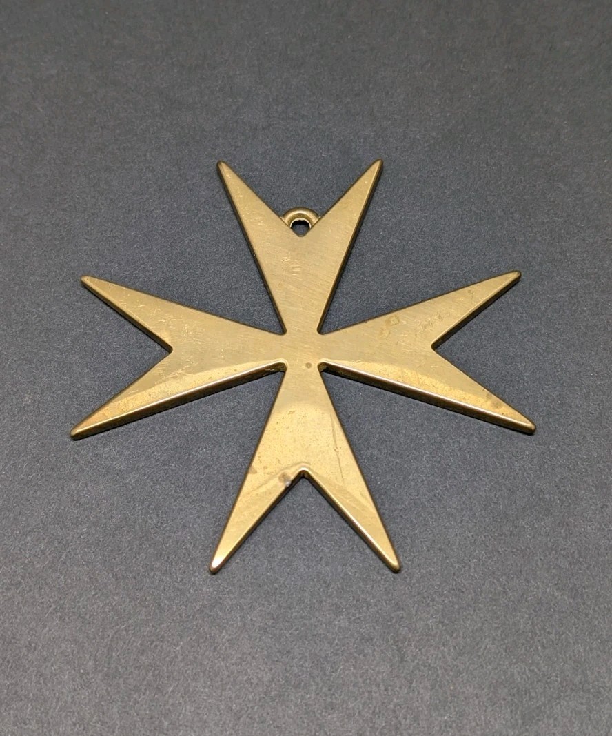 Brass Maltese Cross Pendant Ornament Gold Large Solid Vintage