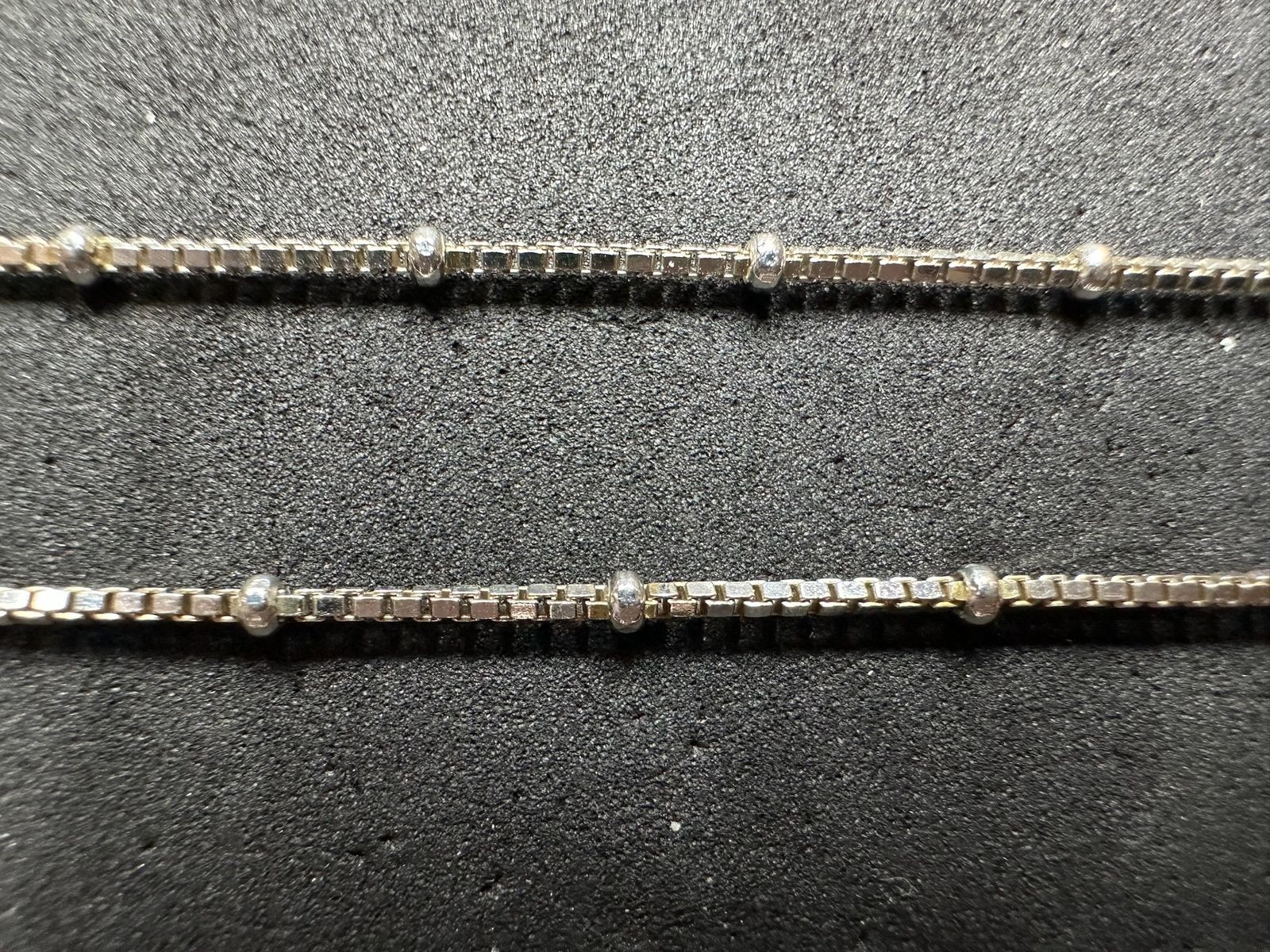 3.60g Vintage Sterling Silver 925 Box Bead Chain Necklace Adjustable 20 in M