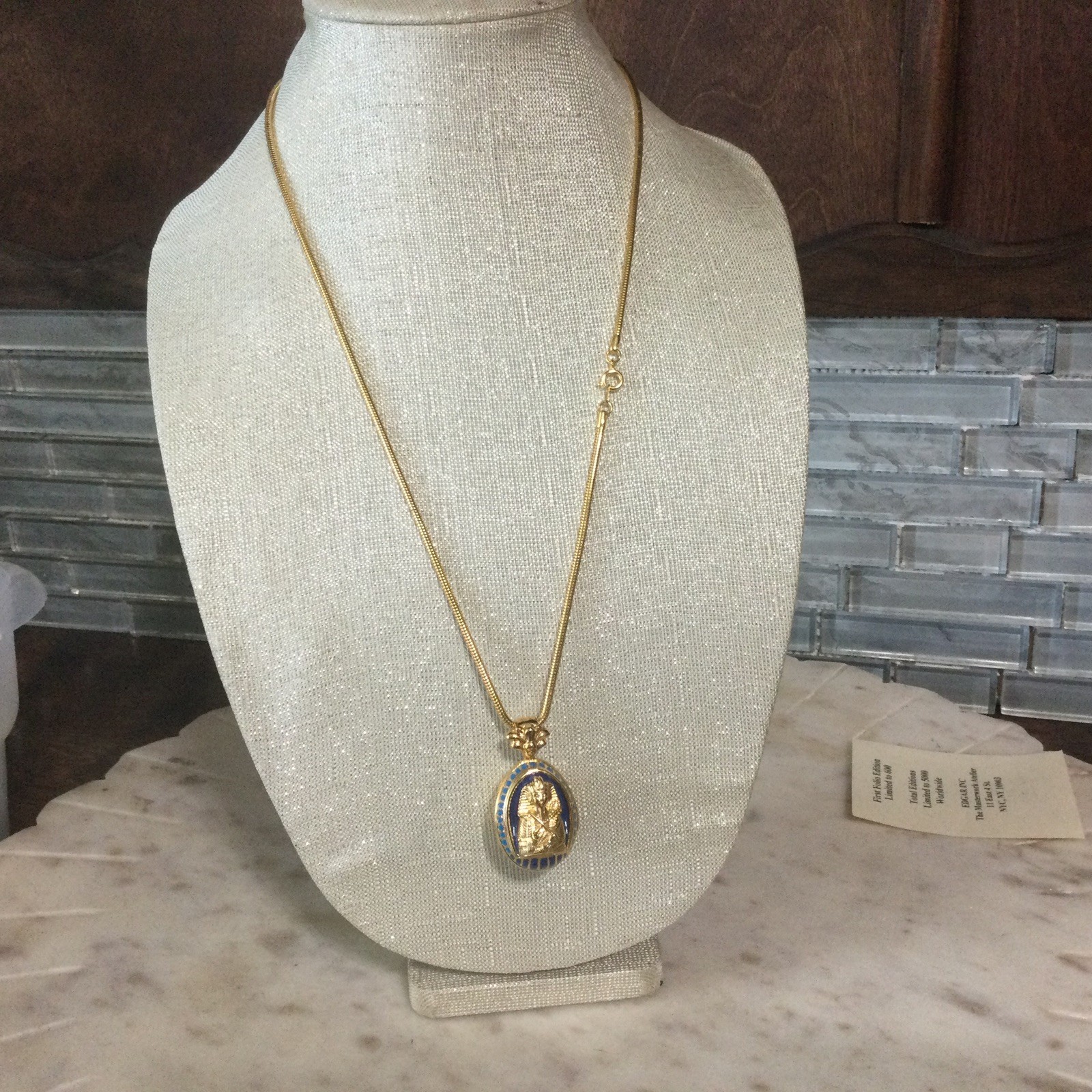Vtg. Edgar Berebi Egyptian Collection King Tut,Bird, Egg Gold Tone Limited Ed