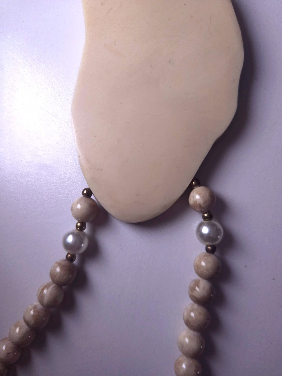 Karla Jordan Vintage Mother of Pearl Necklace 12 In BohoShique Statement Piece