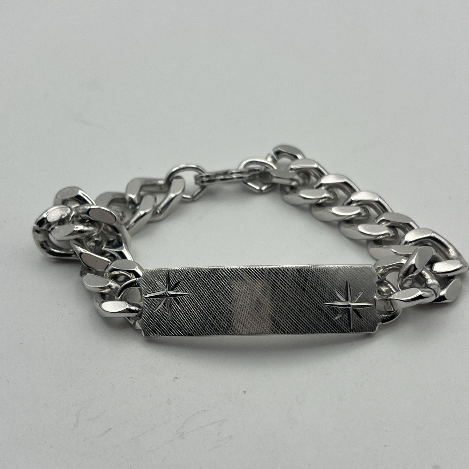 Vintage Sterling Silver Kalbe ID Nameplate Plaque With Stainless Steel Bracelet