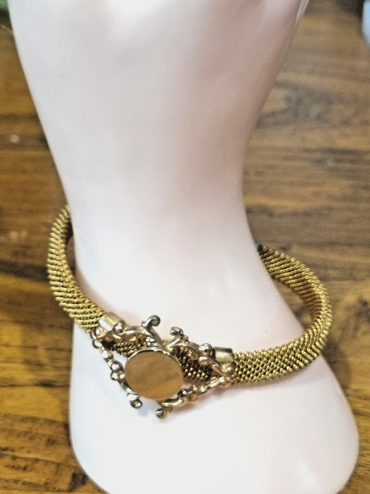 Antique Victorian Gold Mesh Fill Bracelet Bangle Name plate See Video