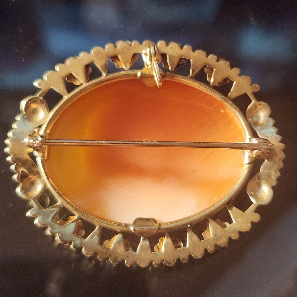 10k GF Double Left Face Cameo Brooch Sisters Estate Jewelry