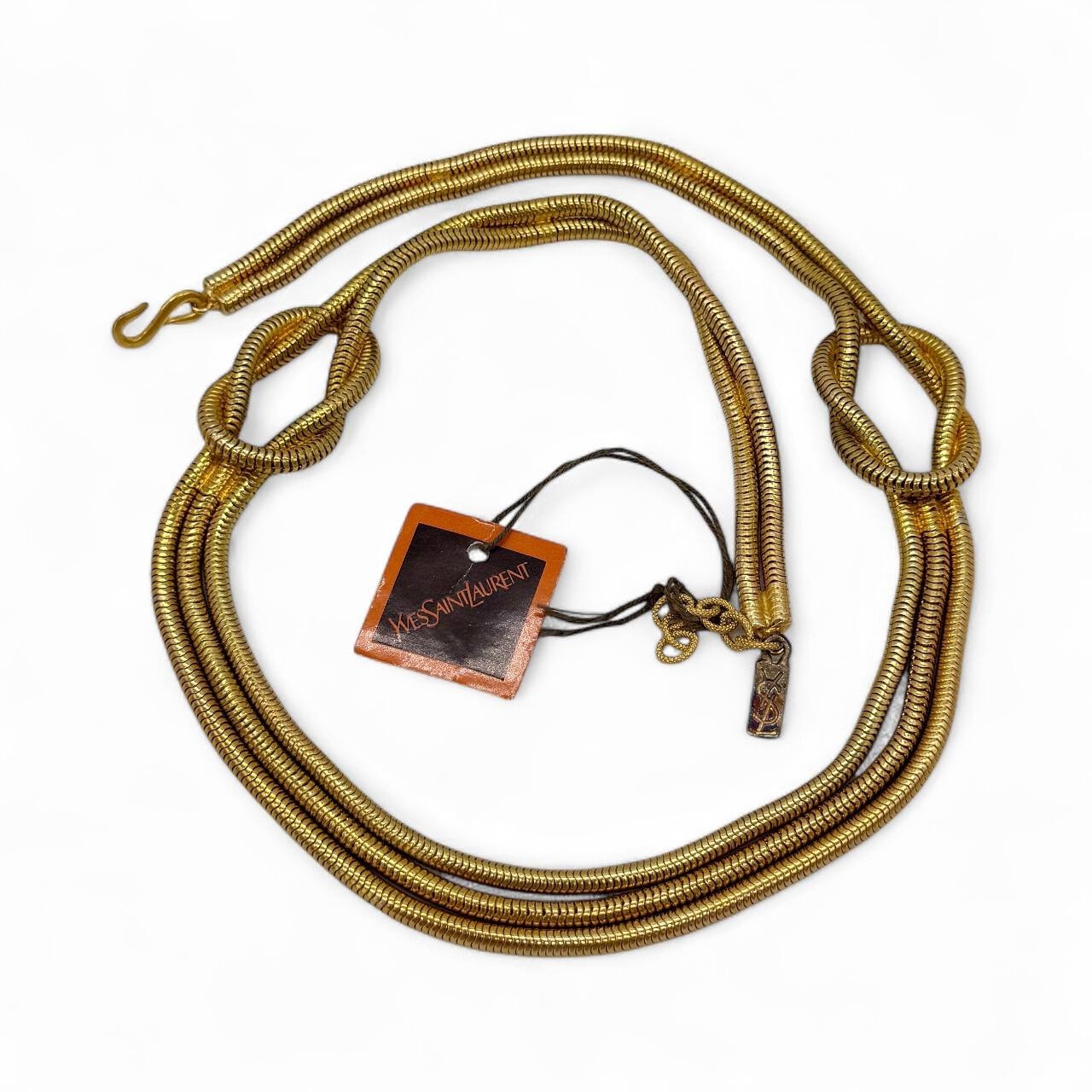 Rare Yves Saint Laurent YSL Gold Tone Snake Chain Necklace 1970s