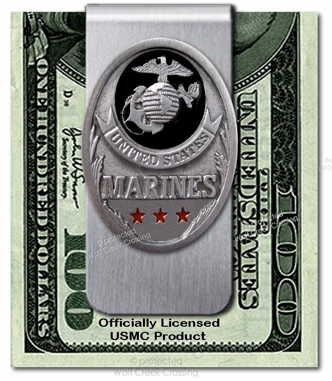 MARINE CORPS STAINLESS STEEL MONEY CLIP – MILITARY USMC – SEMPER FI – FREE SHIP’