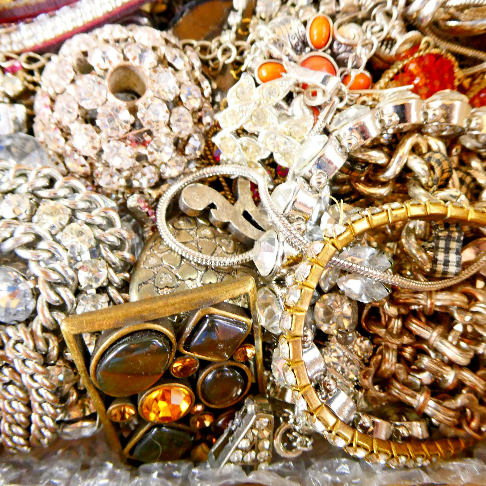 Vintage To MOD ALL RHINESTONE BLING Craft/Junk Jewelry 2.2 lbs Arts Crafts DIY