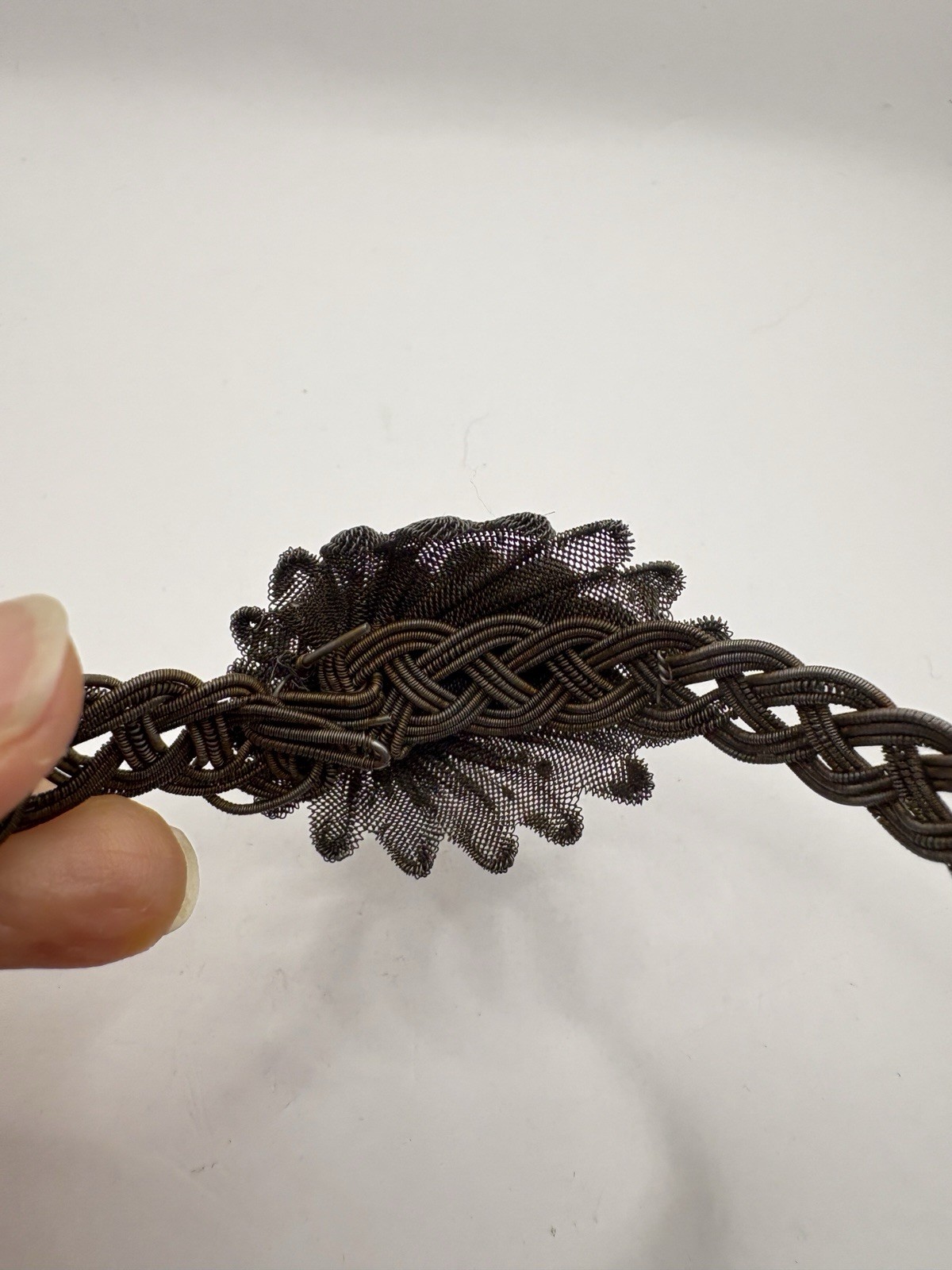 Antique German Silesian Iron Wire work Grape Cluster Bracelet