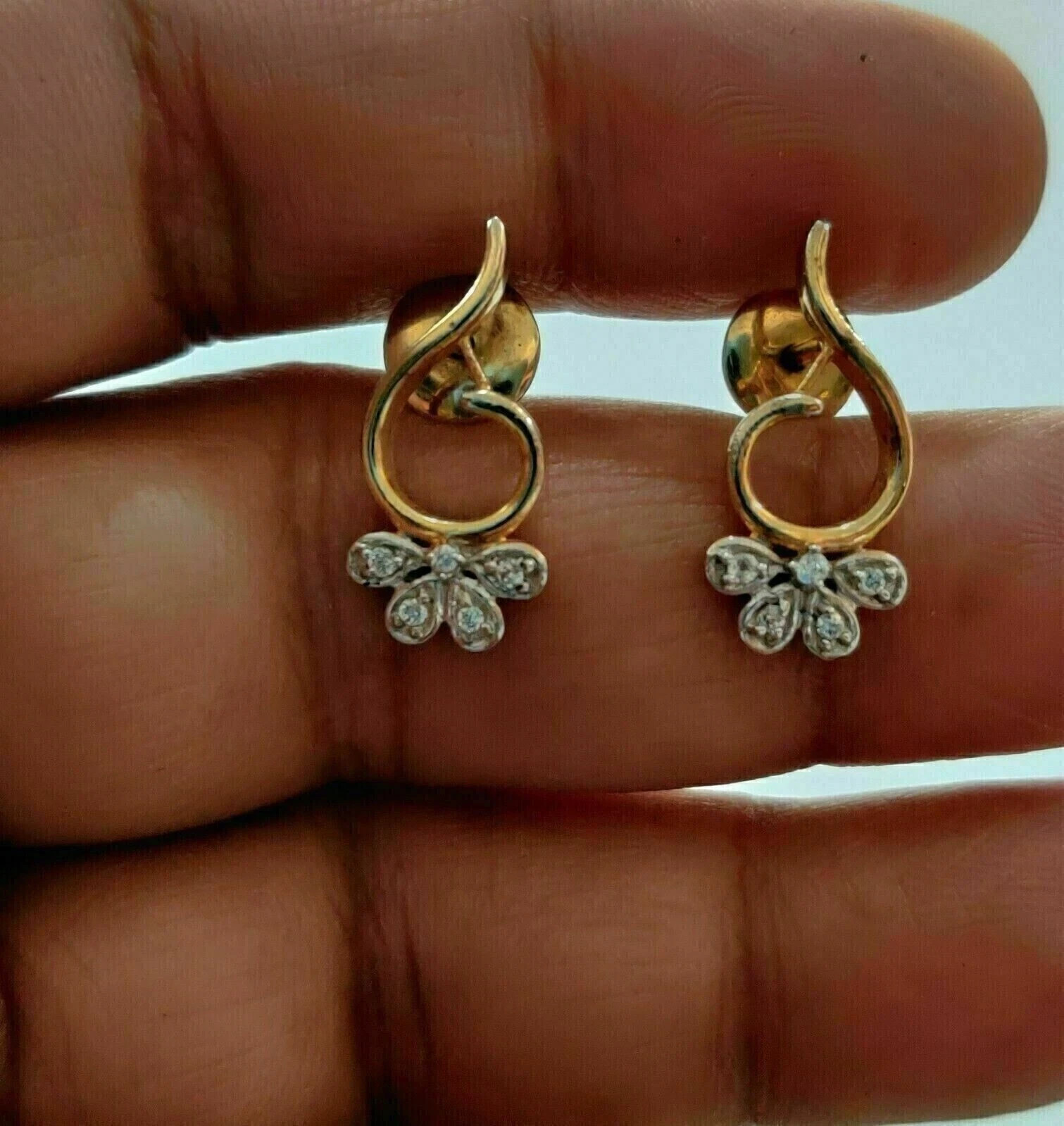 Vintage Round Cut Lab Created Diamond Engagement 14K Yellow Gold Finish Earrings