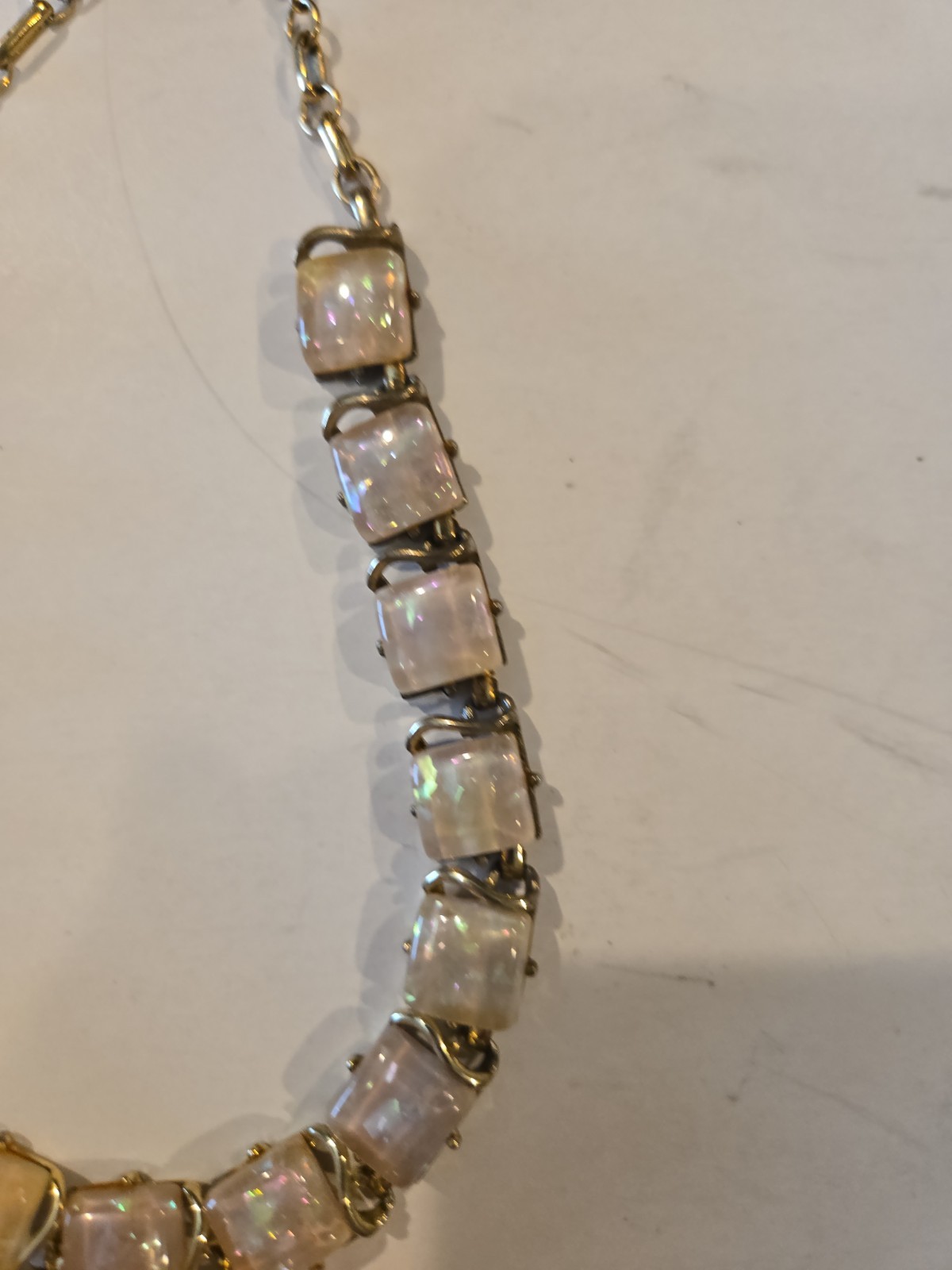 Vintage Coro Faux Opal Lucite Collar Necklace