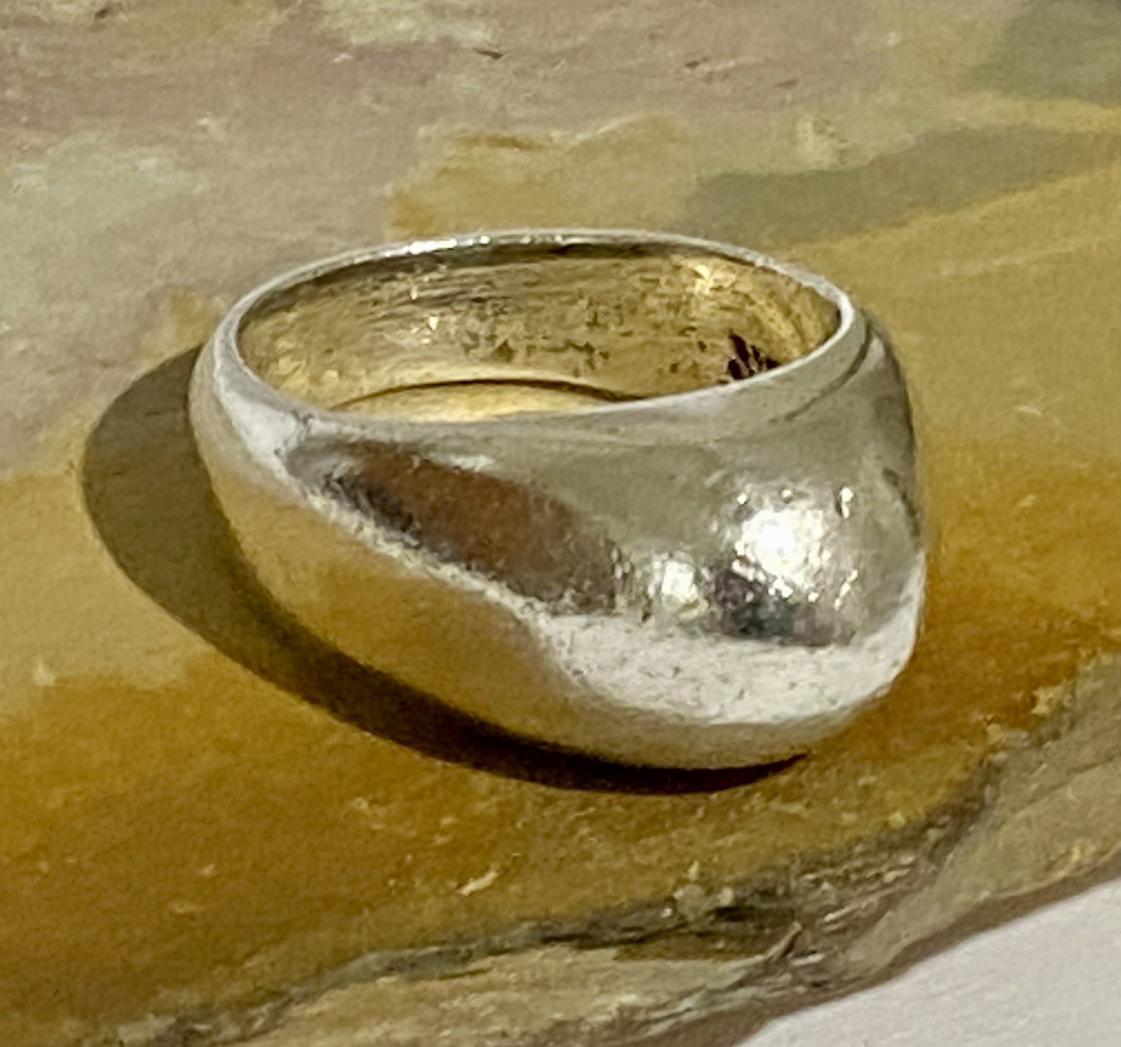 Vintage Sterling Silver Heavy 12.4gr Curved Smooth Dome Ring Size 6.5