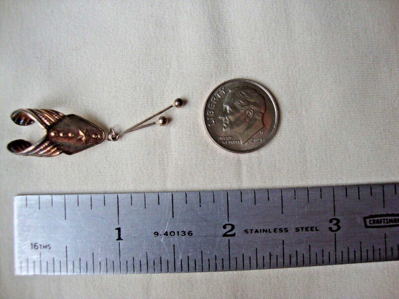 VTG UNIQUE EMBOSSED STAR CUFF W/ DANGLING BEADS STERLING SILVER 925 DROP EARRING