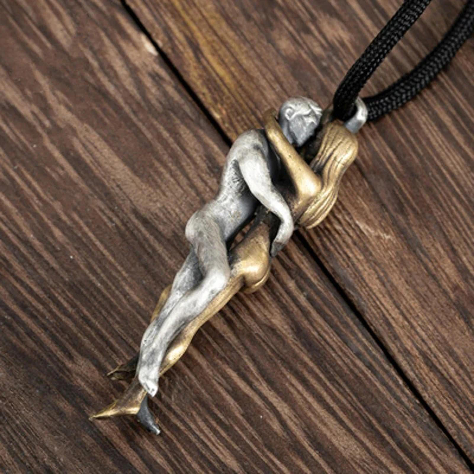 Lovers Couple Hug Pendant Necklace Romantic Love Charm Jewelry Gift for Her Him