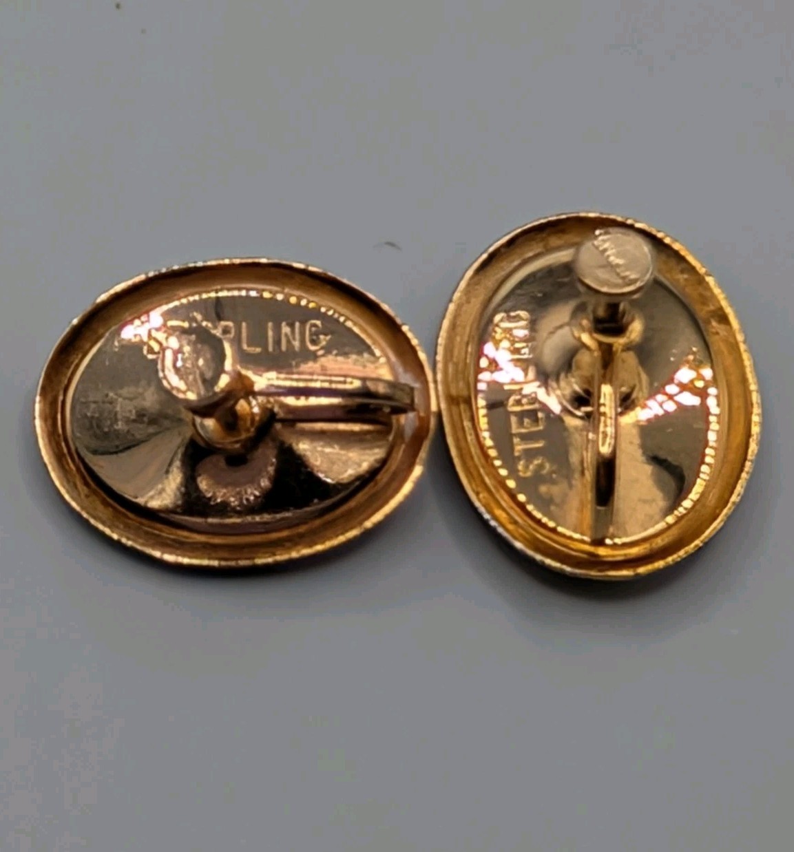 VTG Shell Cameo Set – Sterling Silver/Vermeil Brooch Earrings Victorian Revival