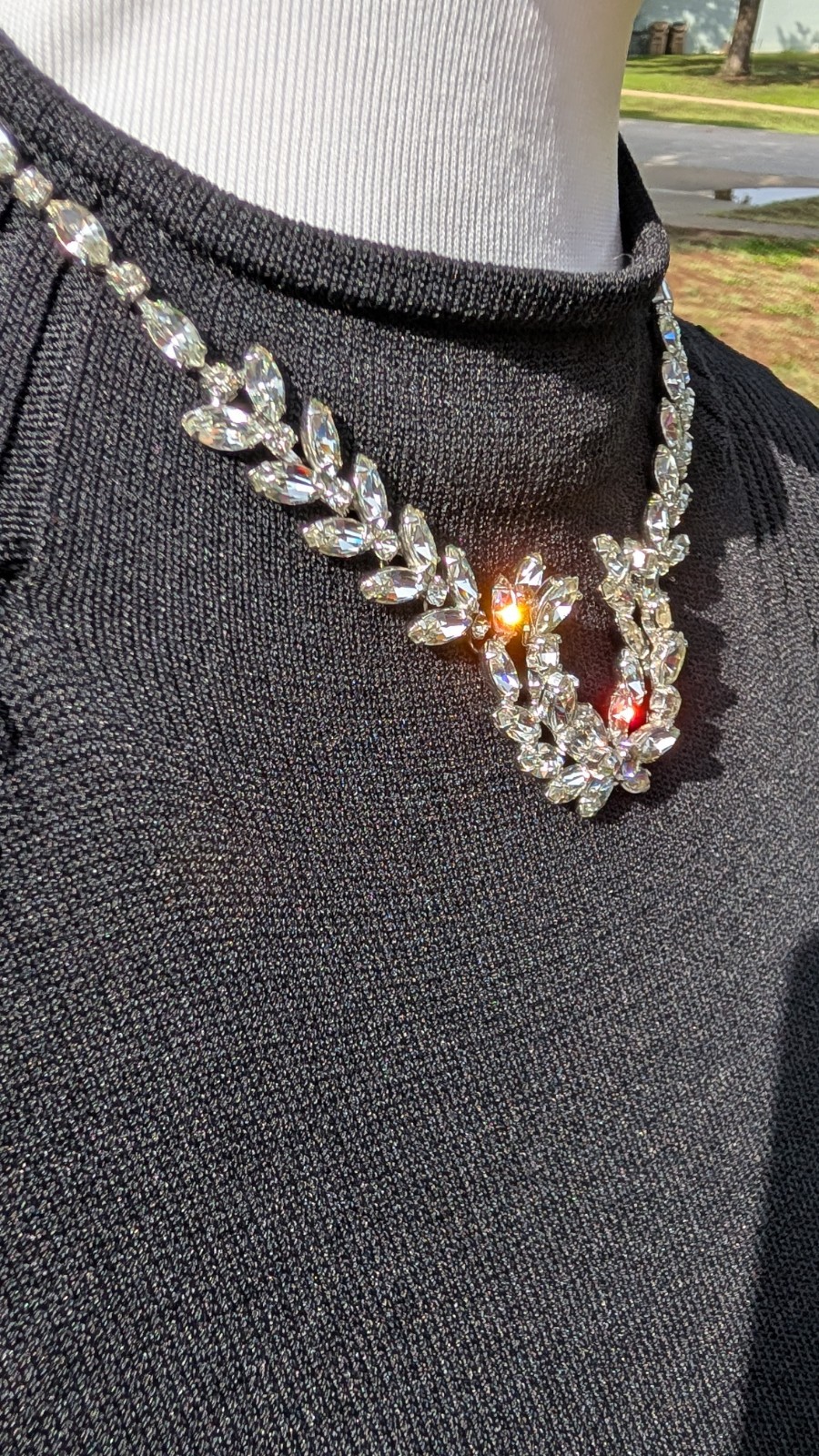 Fabulous vintage CHRISTIAN DIOR by KRAMER rhinestone adjust. statement necklace