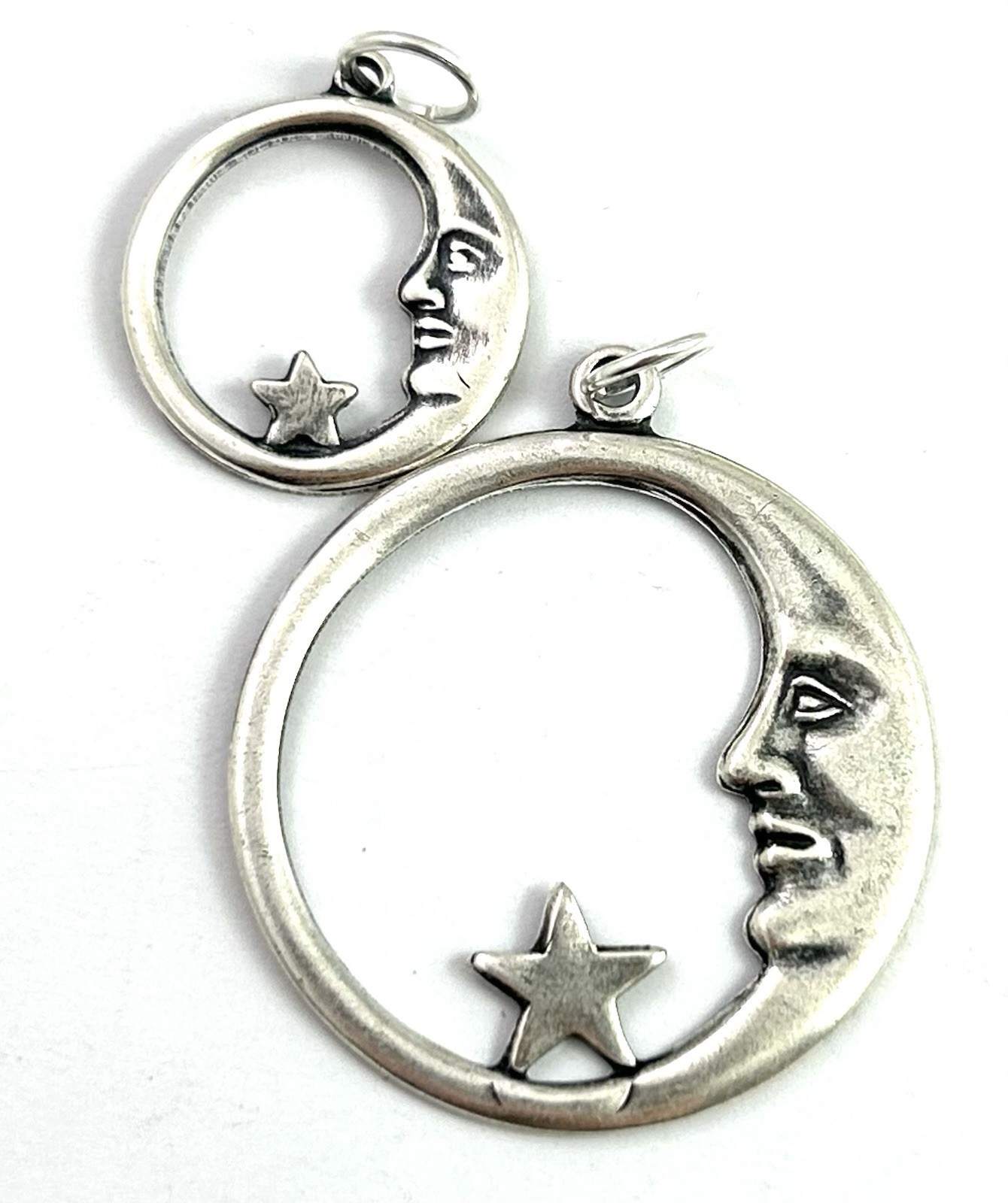 Moon Charm Pendant Lot Crescent Moon Star Celestial Silver Plated AS IS CRAFT