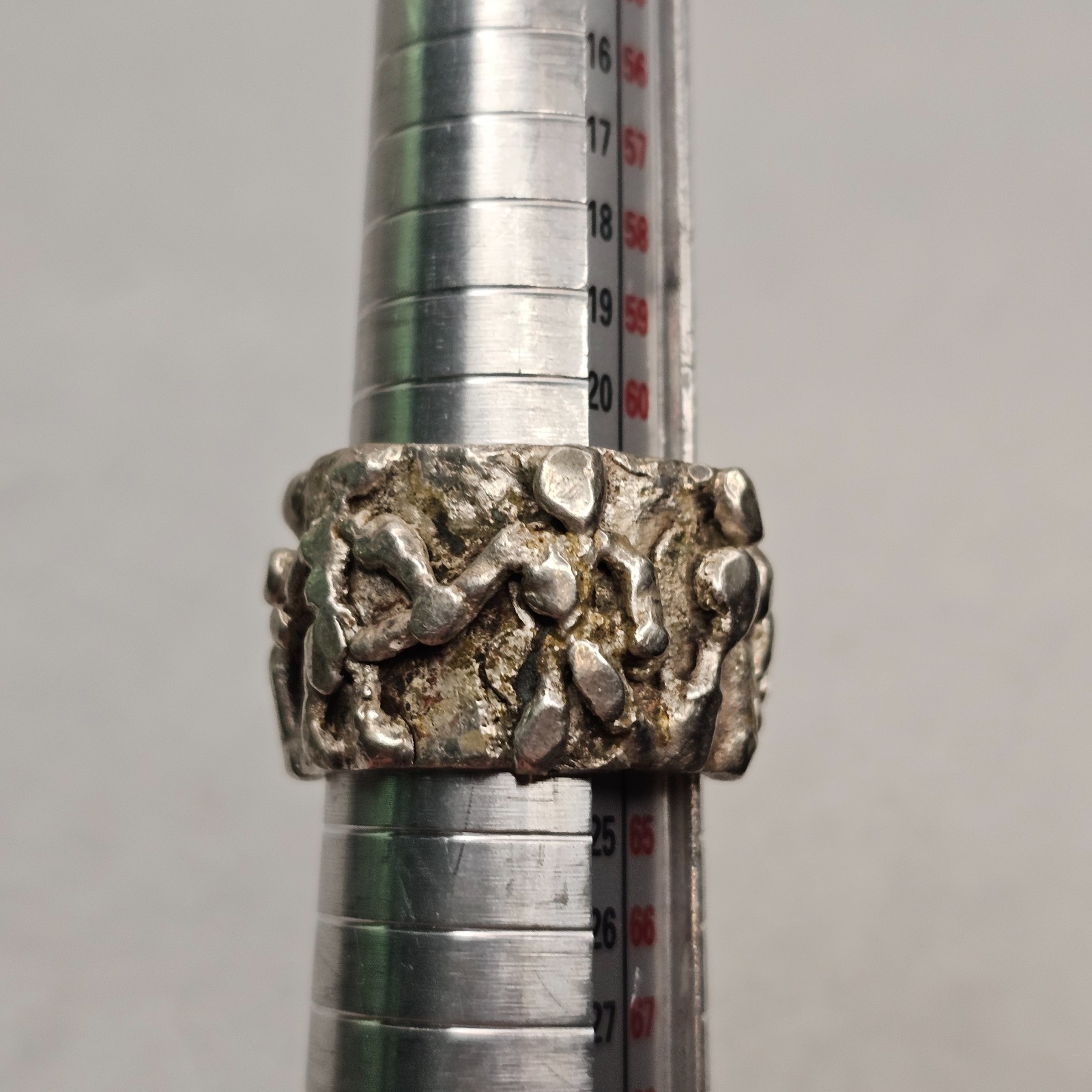 Vintage Brutalist Sterling Silver Abstract Figural Wide Band Ring Size 10 26.85g