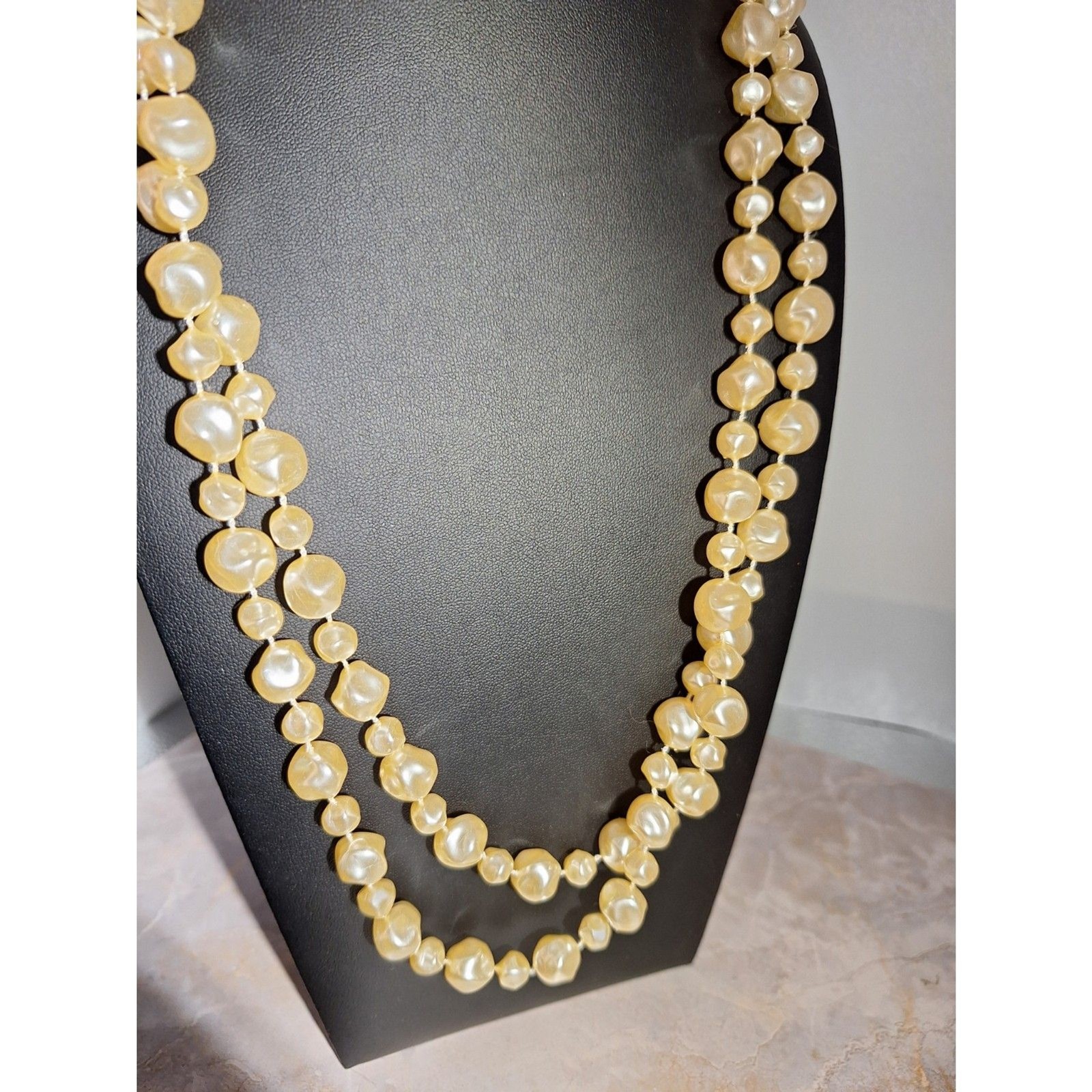A Vintage Extra Long Faux Pearl Necklace Grandmacore Lustrous Eveningwear