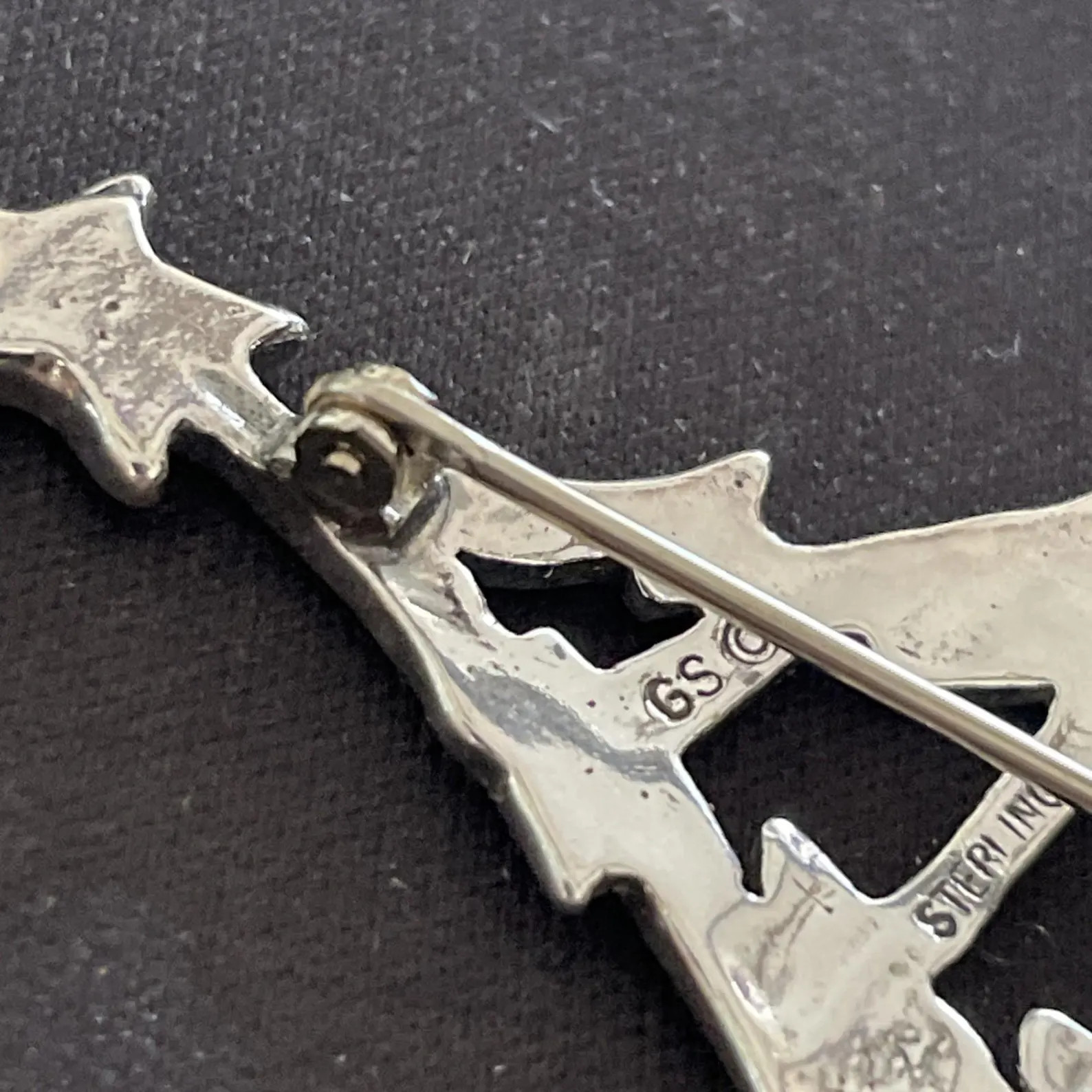 Sterling Silver Christmas Tree Brooch Pin 2″