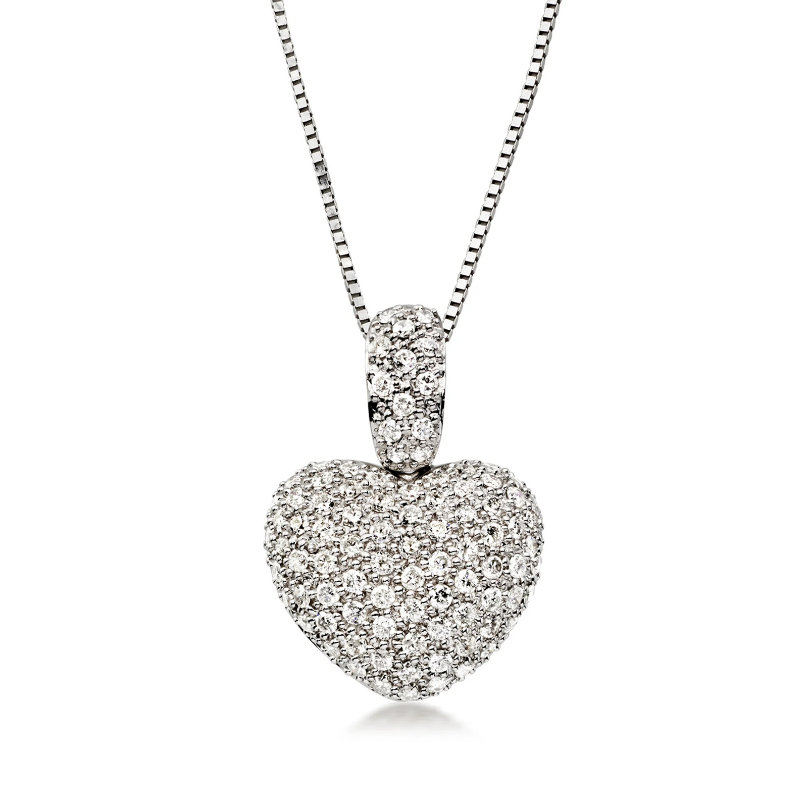Vint Diamond Heart Ncklc in 14k White Gold 18 inches