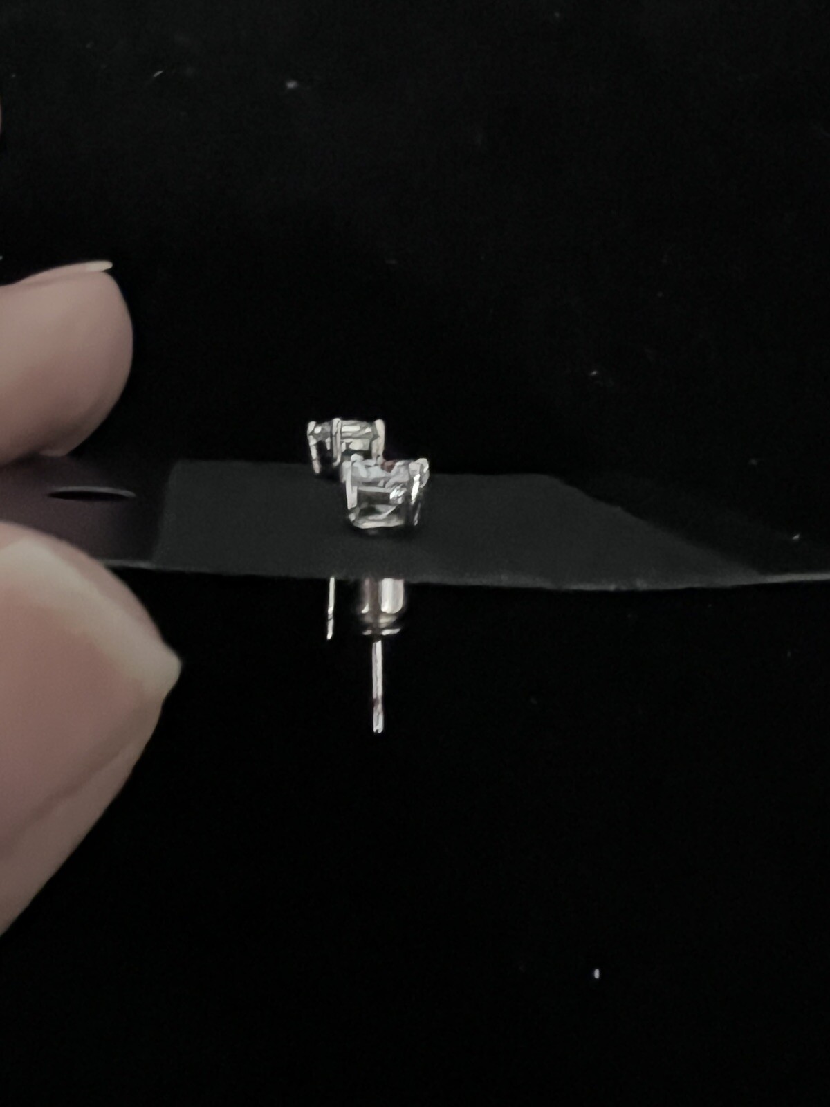 Vintage Clear 5mm Crystal Earrings Solitaire Pierced Studs 4-Prong Silvertone *