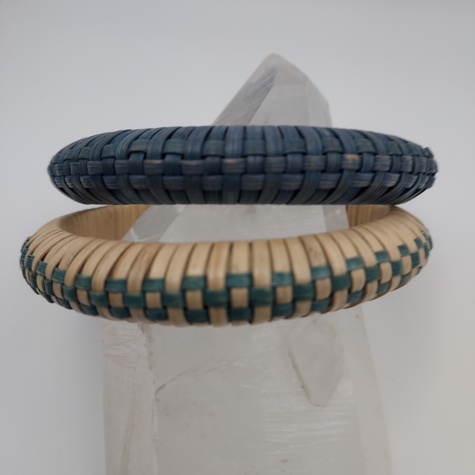 Vintage Bangle bracelets woven natural materials No metal or clasp, easy on/off.