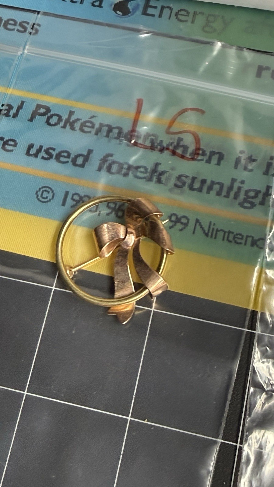 Vintage 14K Yellow & Rose Gold Bow Circle Brooch Pin 3.54g Two Tone