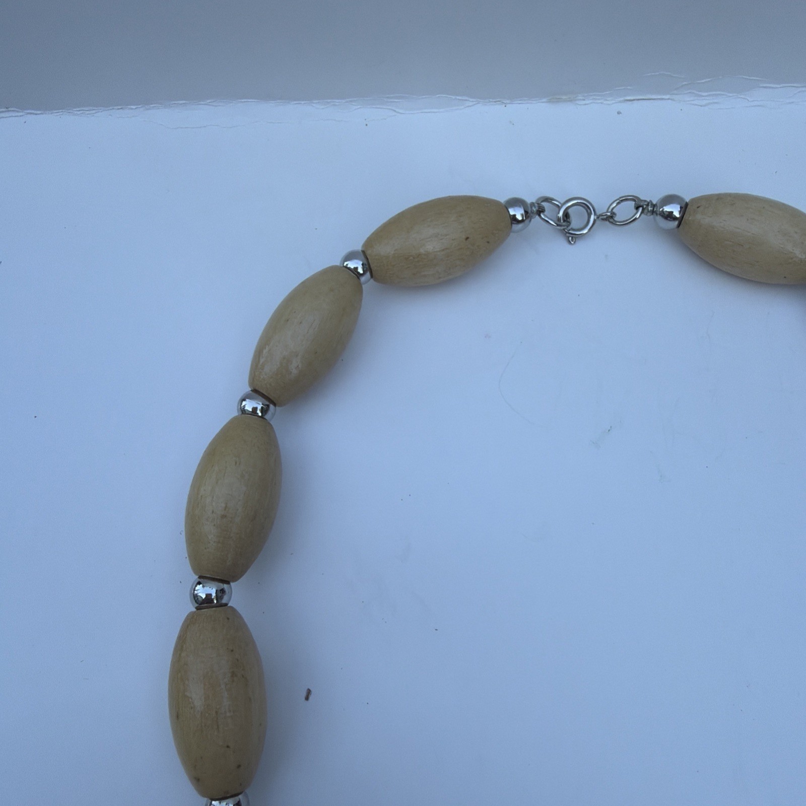 Vintage 90s Wood Bead Chunky Statement Necklace Boho Retro Women’s Jewelry