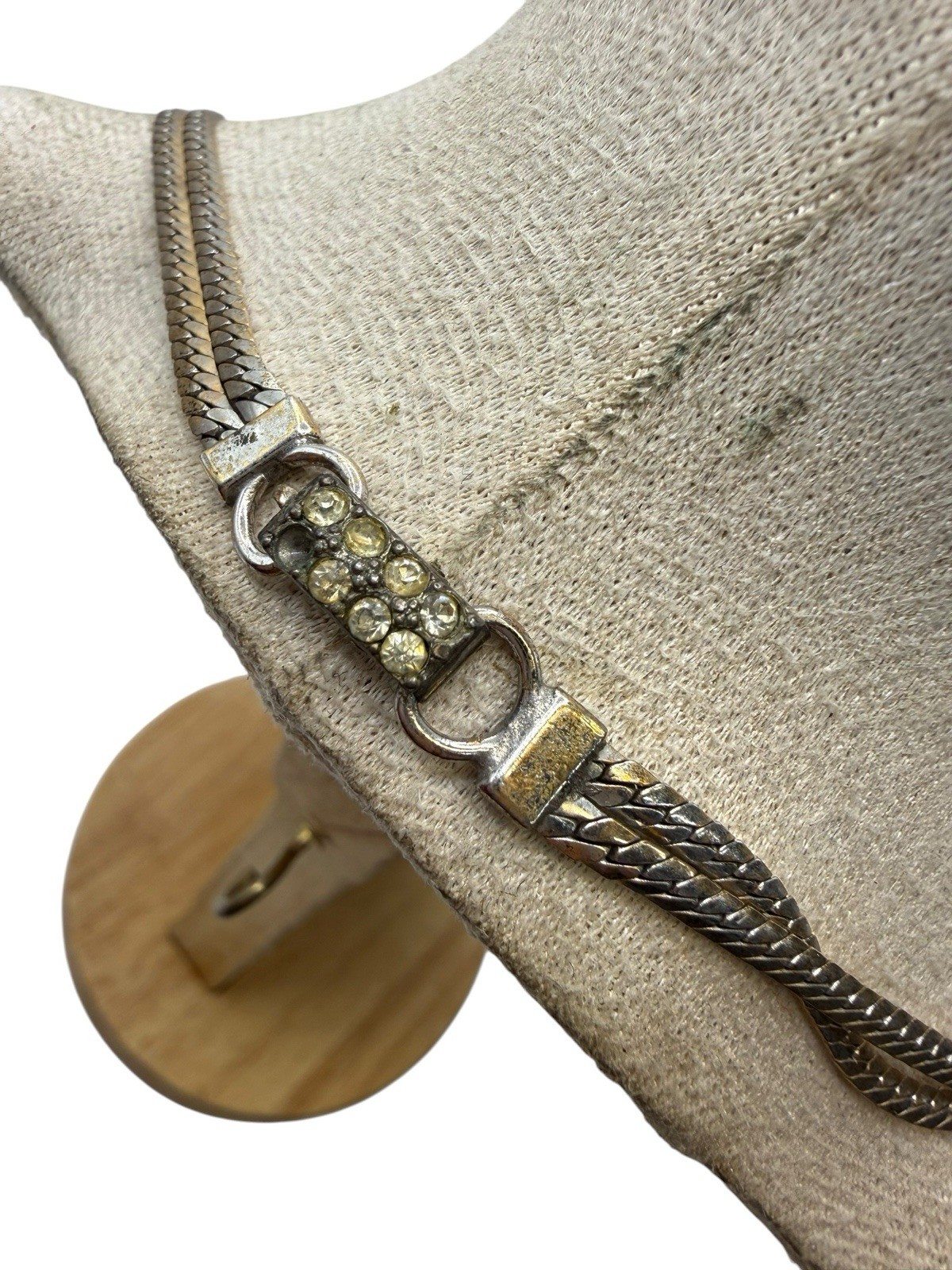 Vintage 40s Charles Reis USA 12K Gold Filled Necklace Collar Tassels Rhinestones