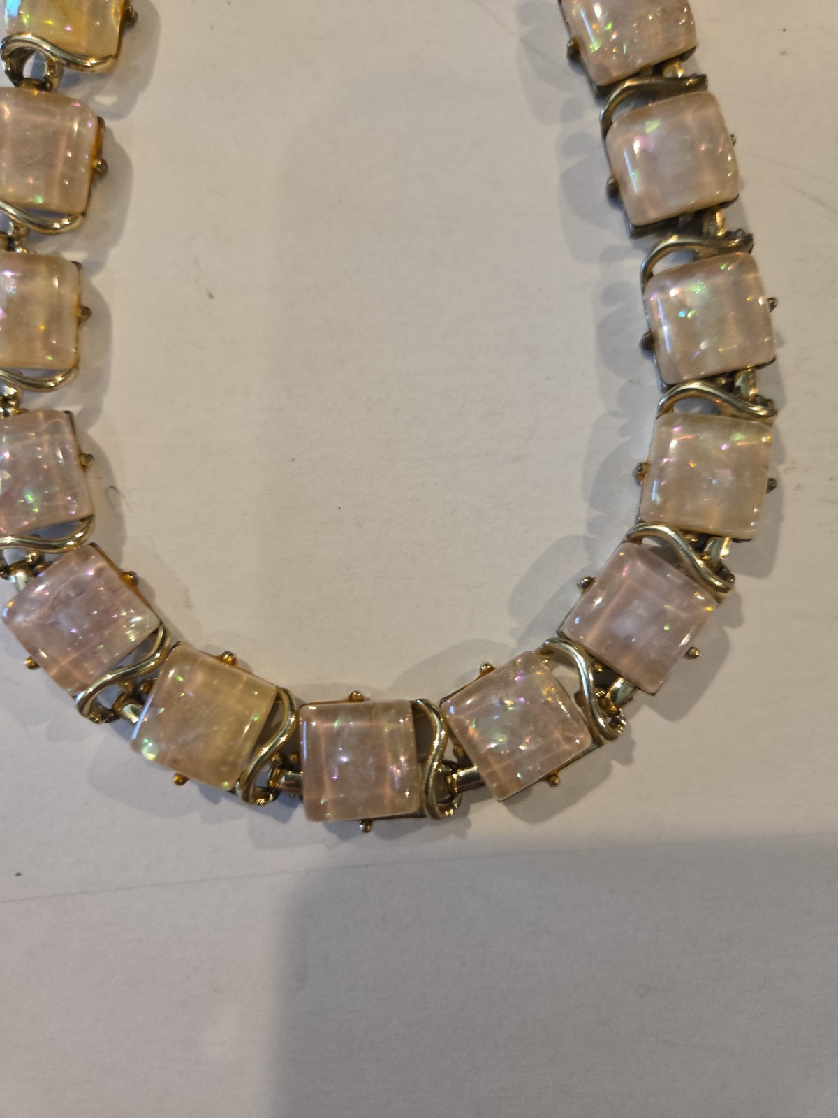 Vintage Coro Faux Opal Lucite Collar Necklace