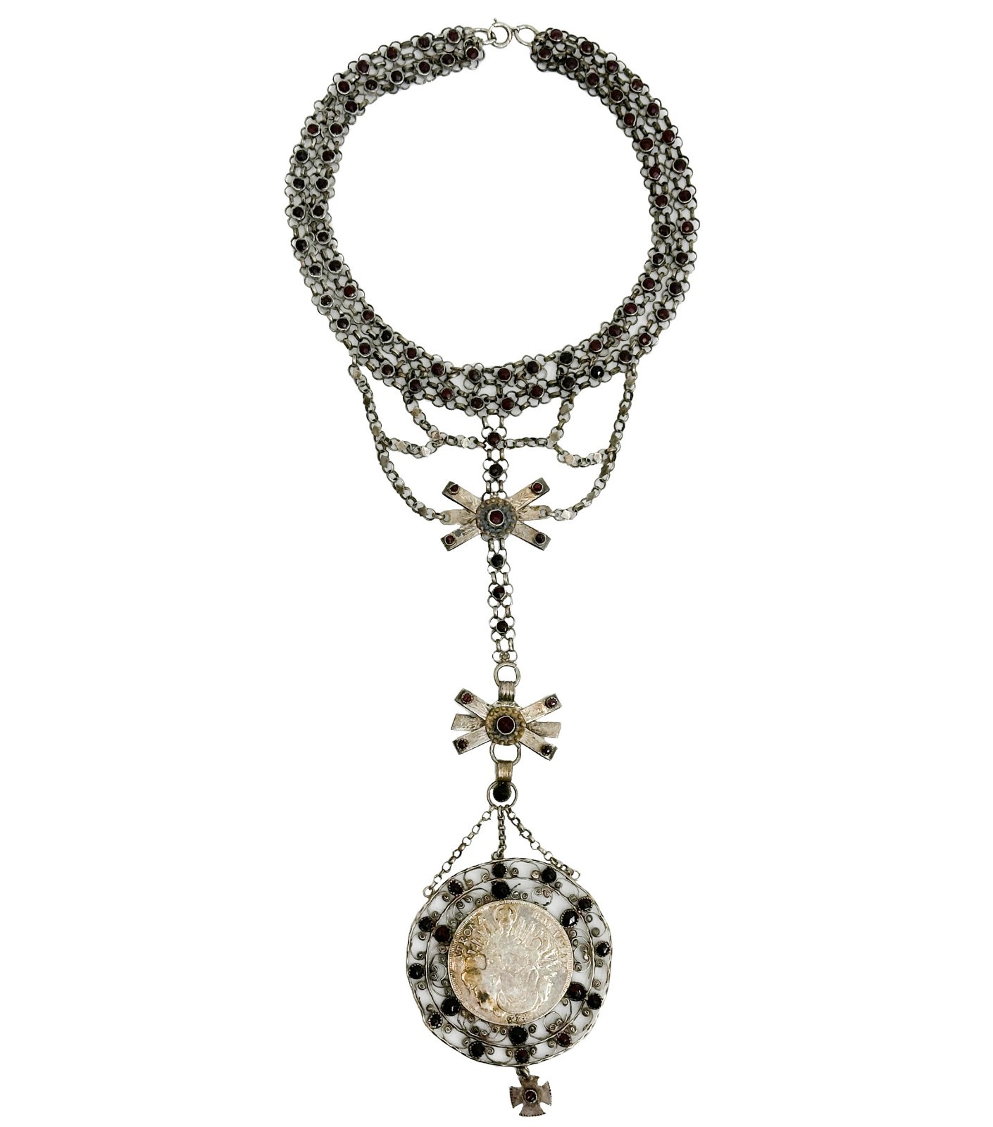 Silver Necklace Chain Mounted German Bavaria 1774 Thaler Coin