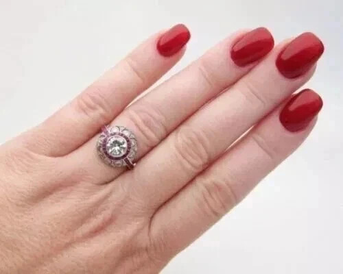 2Ct Art Deco Style Round Cut Lab Created Diamond 14K Yellow Gold FN Wedding Ring