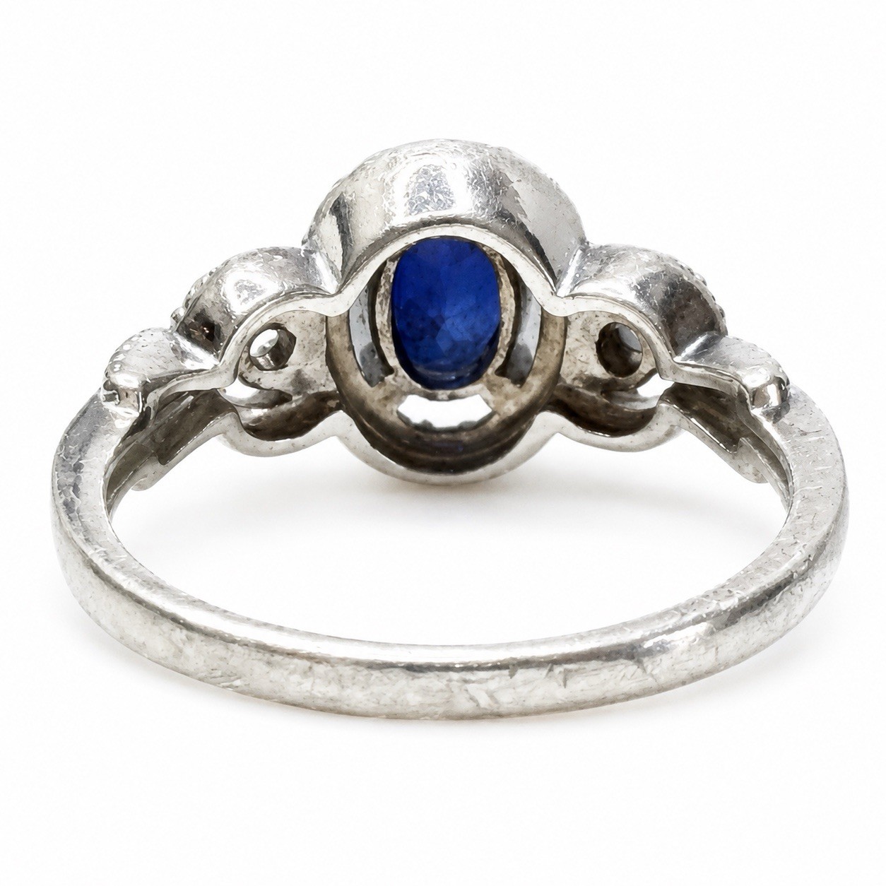 VTG Graziano 925 Sterling Silver Simulated Blue Sapphire Oval Infinity Ring 8
