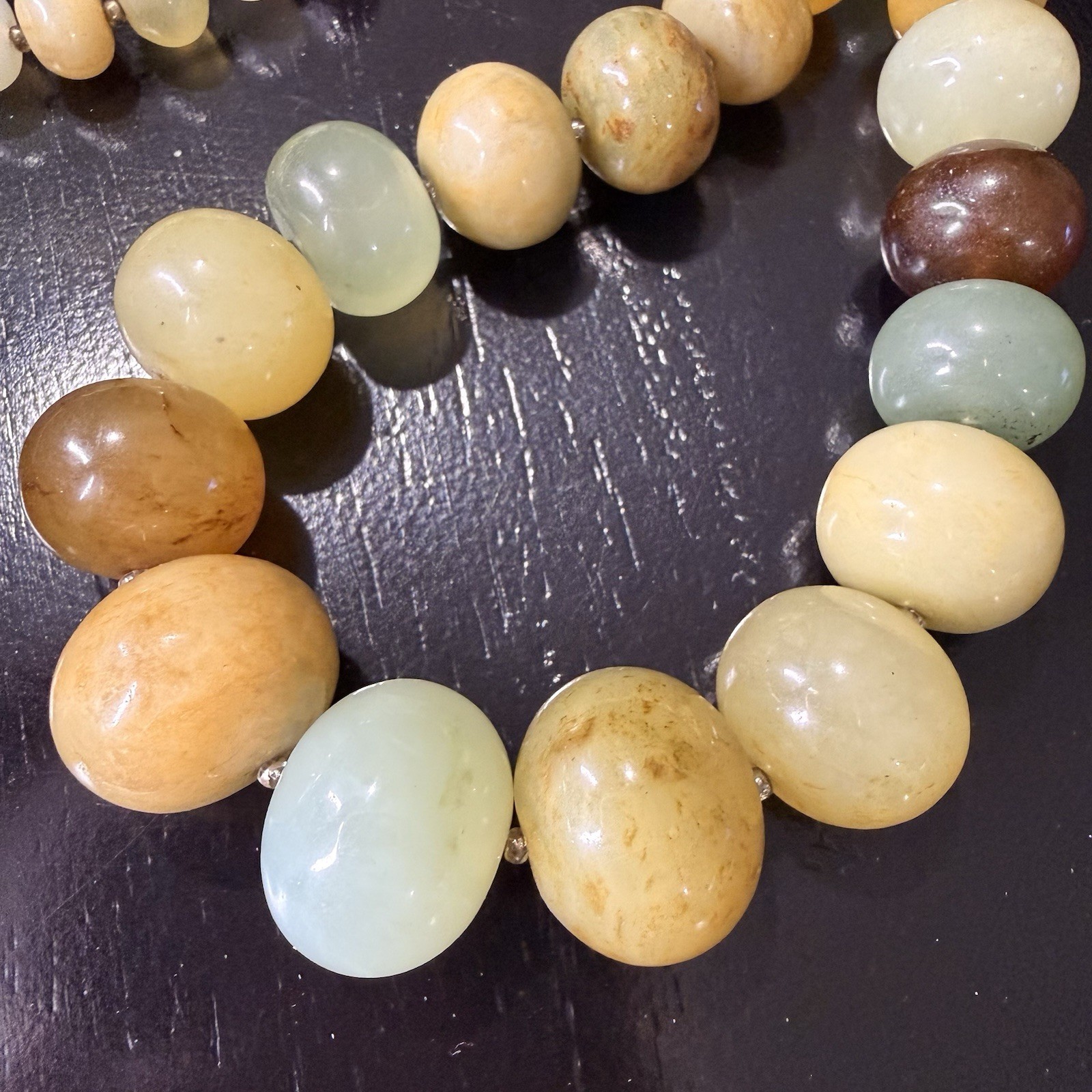 Vintage Multi Stone Beaded Necklace Large Polished Gemstone 19in