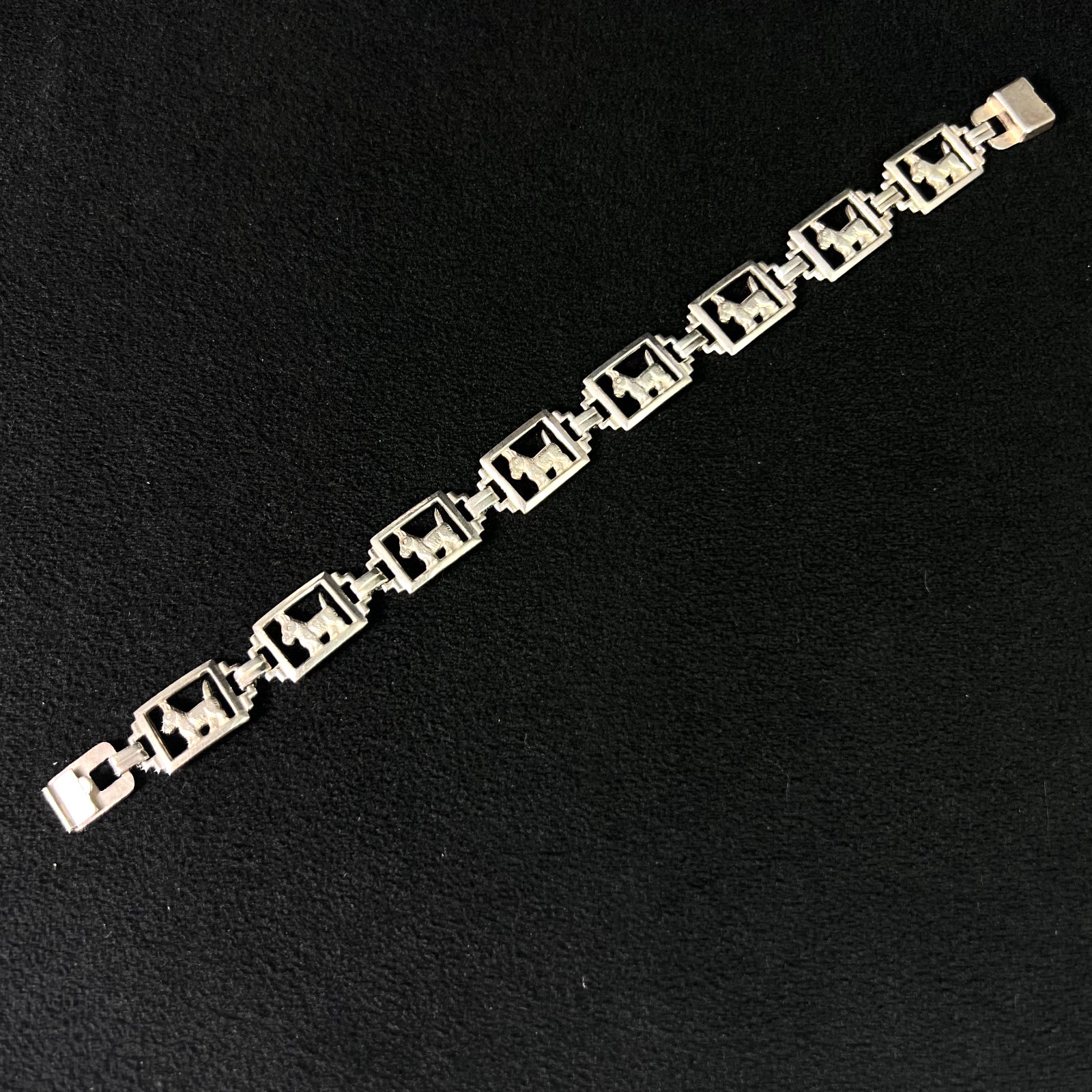 Sterling Silver Scottie Dog PanelBracelet 7.5″ .41g .925