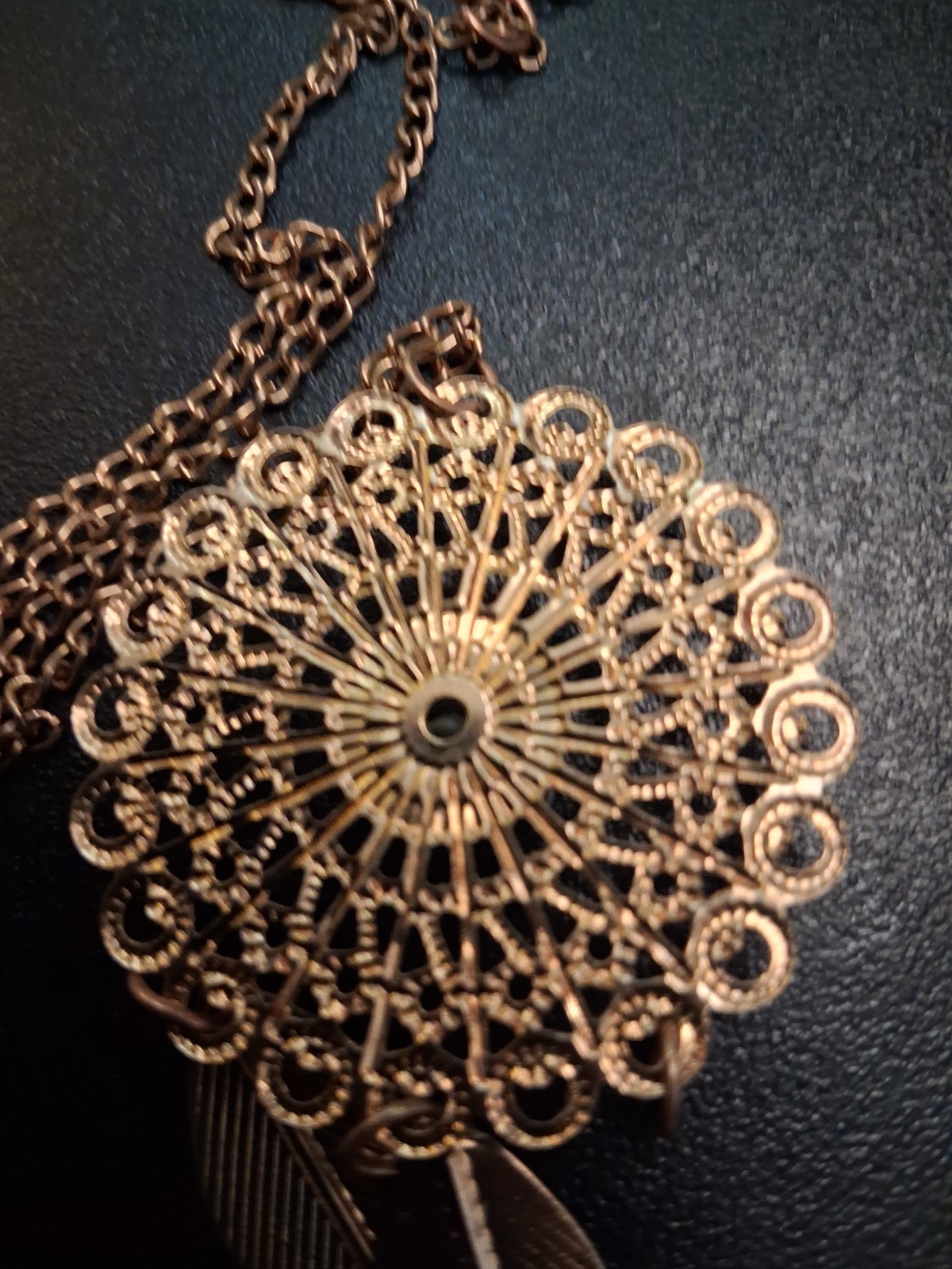 Necklace Ornate with rhinestone Charm & 12″ chain #120