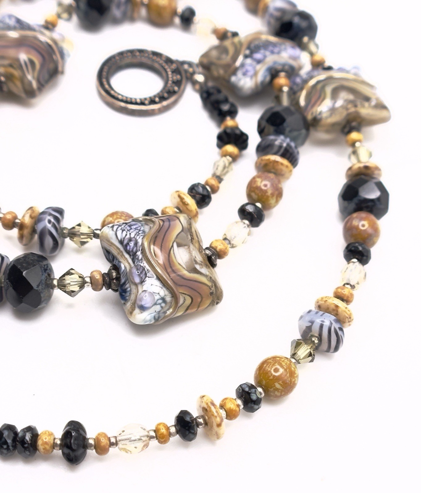 Vintage Lampwork Glass Bead Necklace 21 in