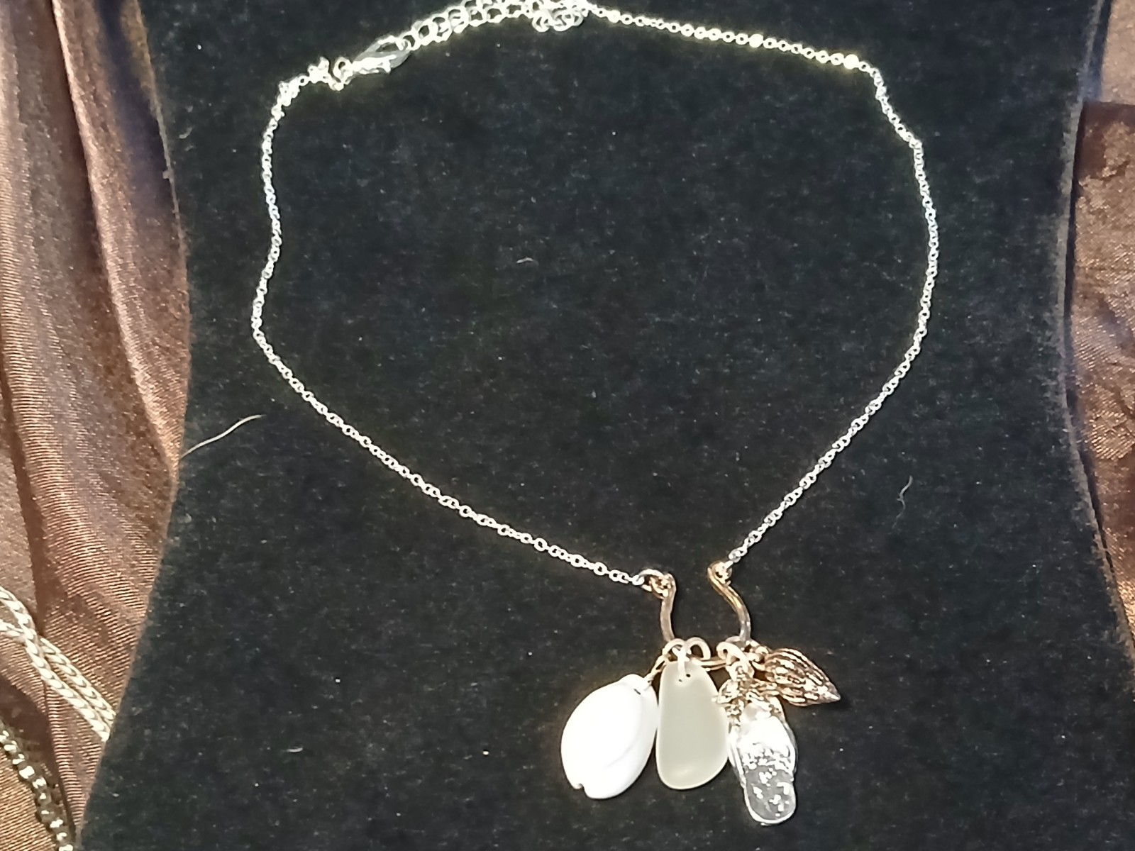 Vintage Delicate Sterling Silver Plated Baroque Charm Necklace