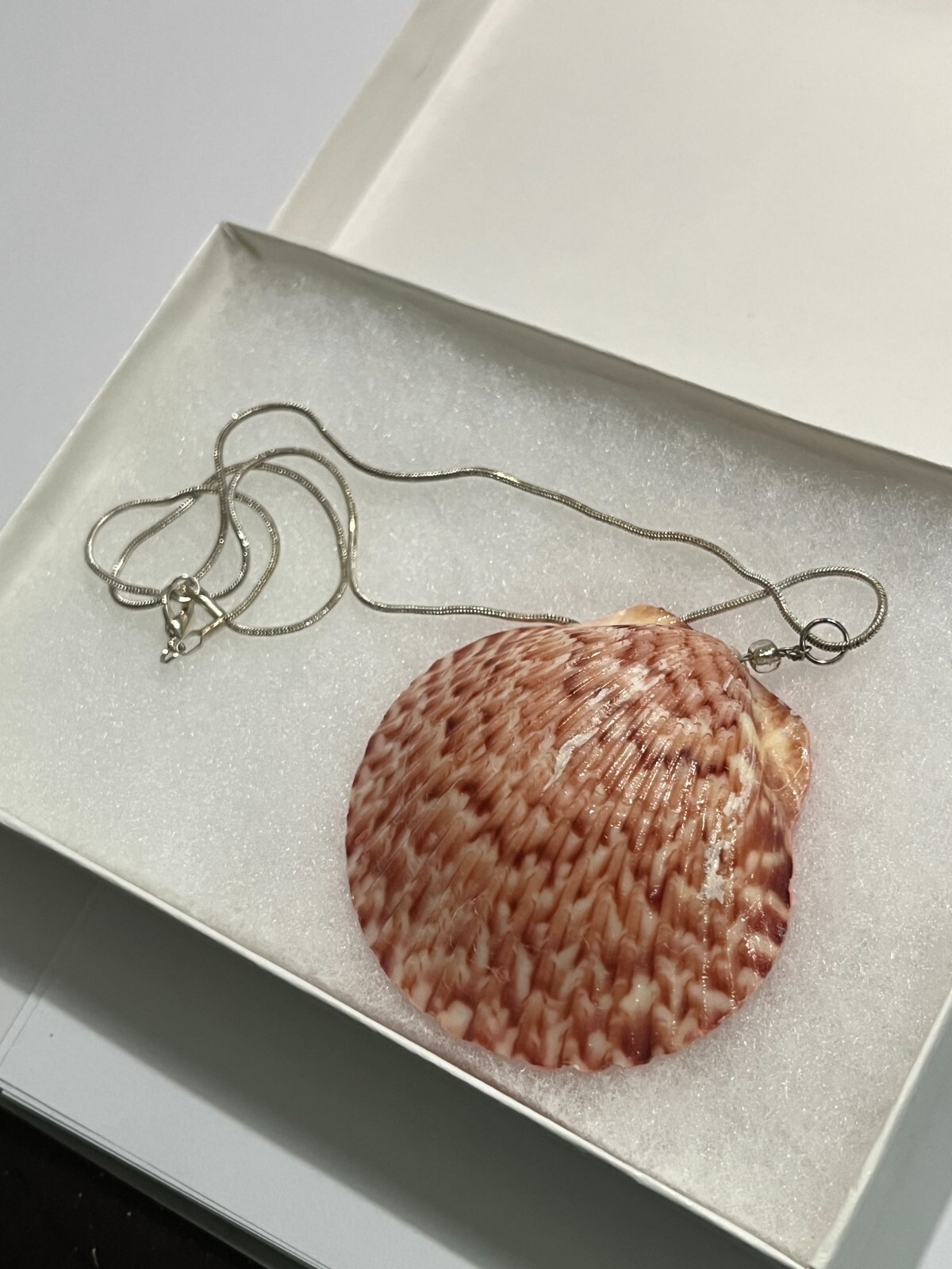 Handmade Art Summer 3d Sand Castle Seashell Necklace approx 18″ chain gift