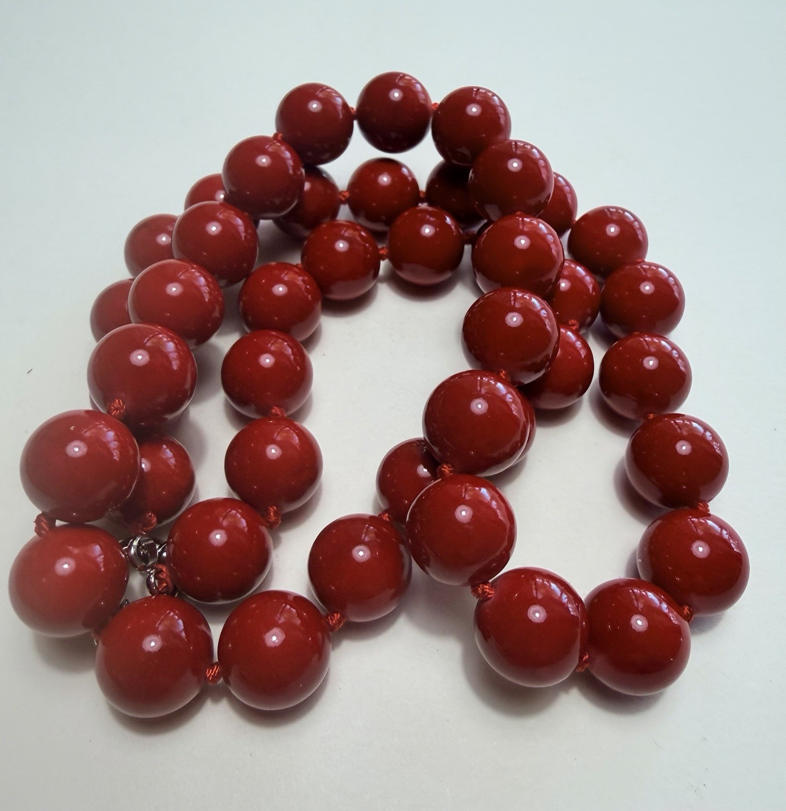 Red Coral Necklace With Beautiful Large Coral Beads 28”