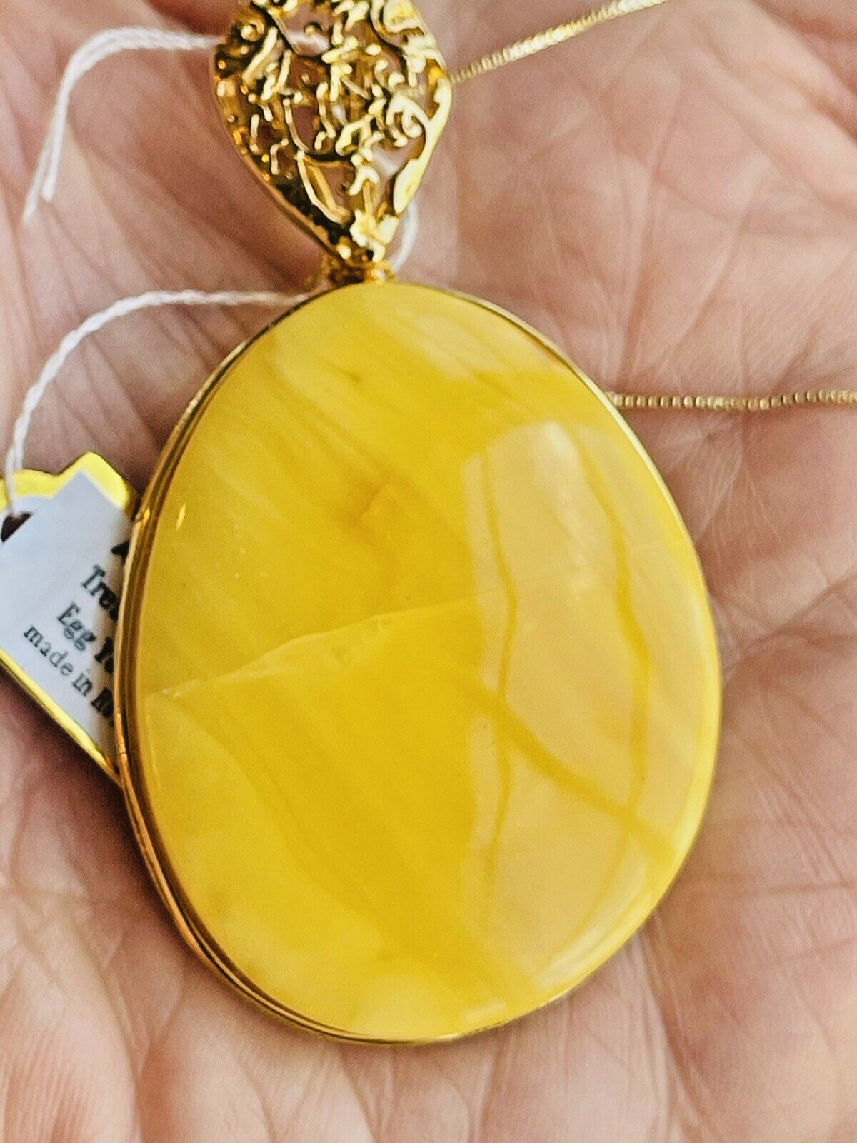 14K Gold Filled Genuine Vintage Baltic Amber Necklace Butterscotch Polish 老琥珀