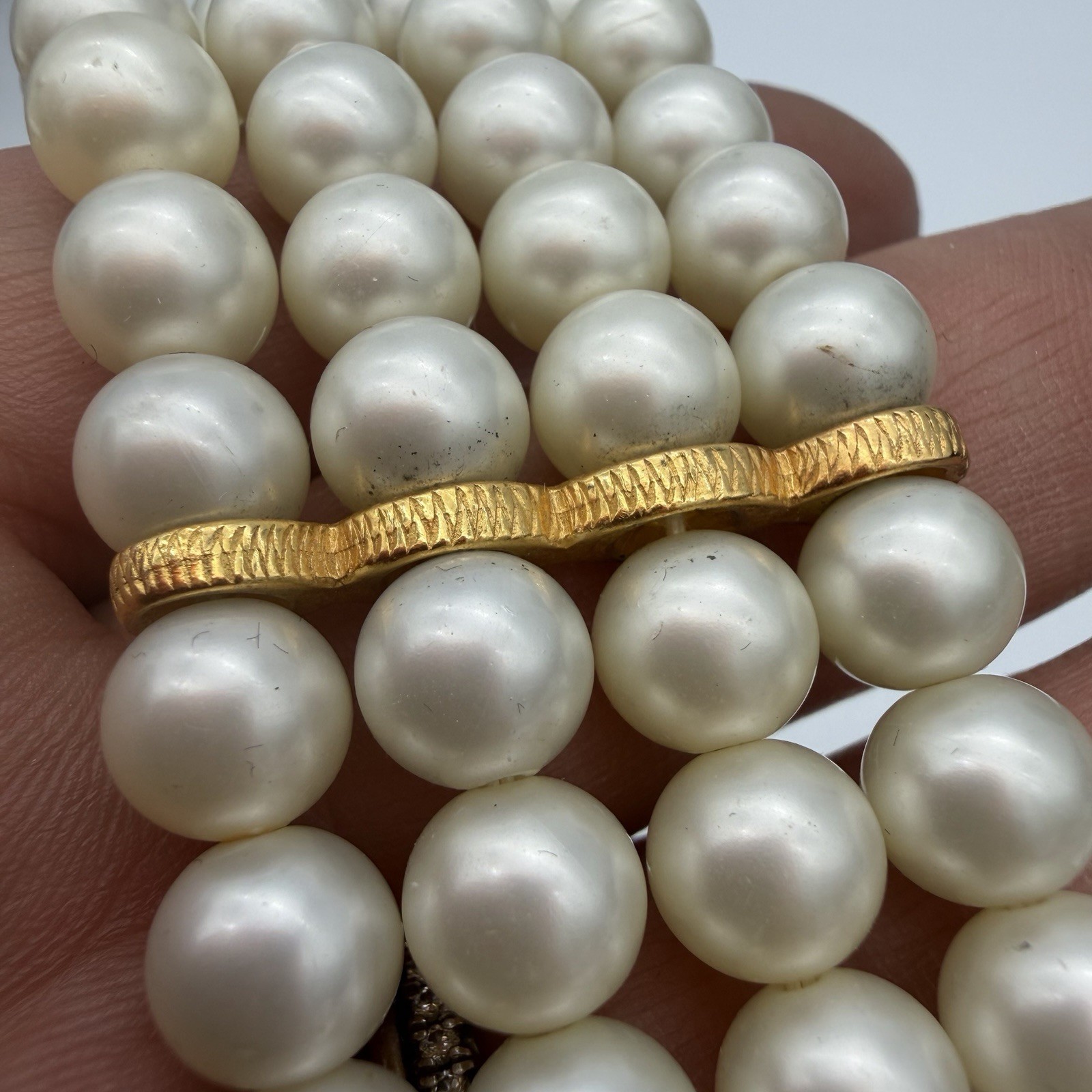 VTG SCHIAPARELLI Signed Bracelet Opaline Pink AB Faux Pearl Statement Rare