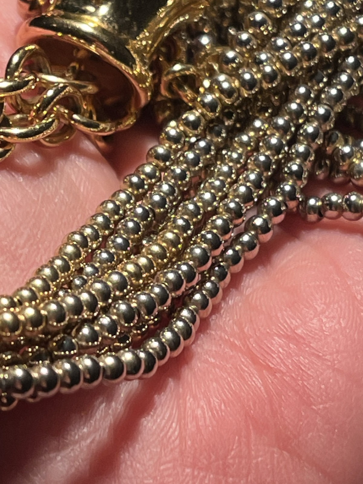 Vintage GIVENCHY signed 7-Strand Gold Tone Beaded 19″ Choker Necklace!