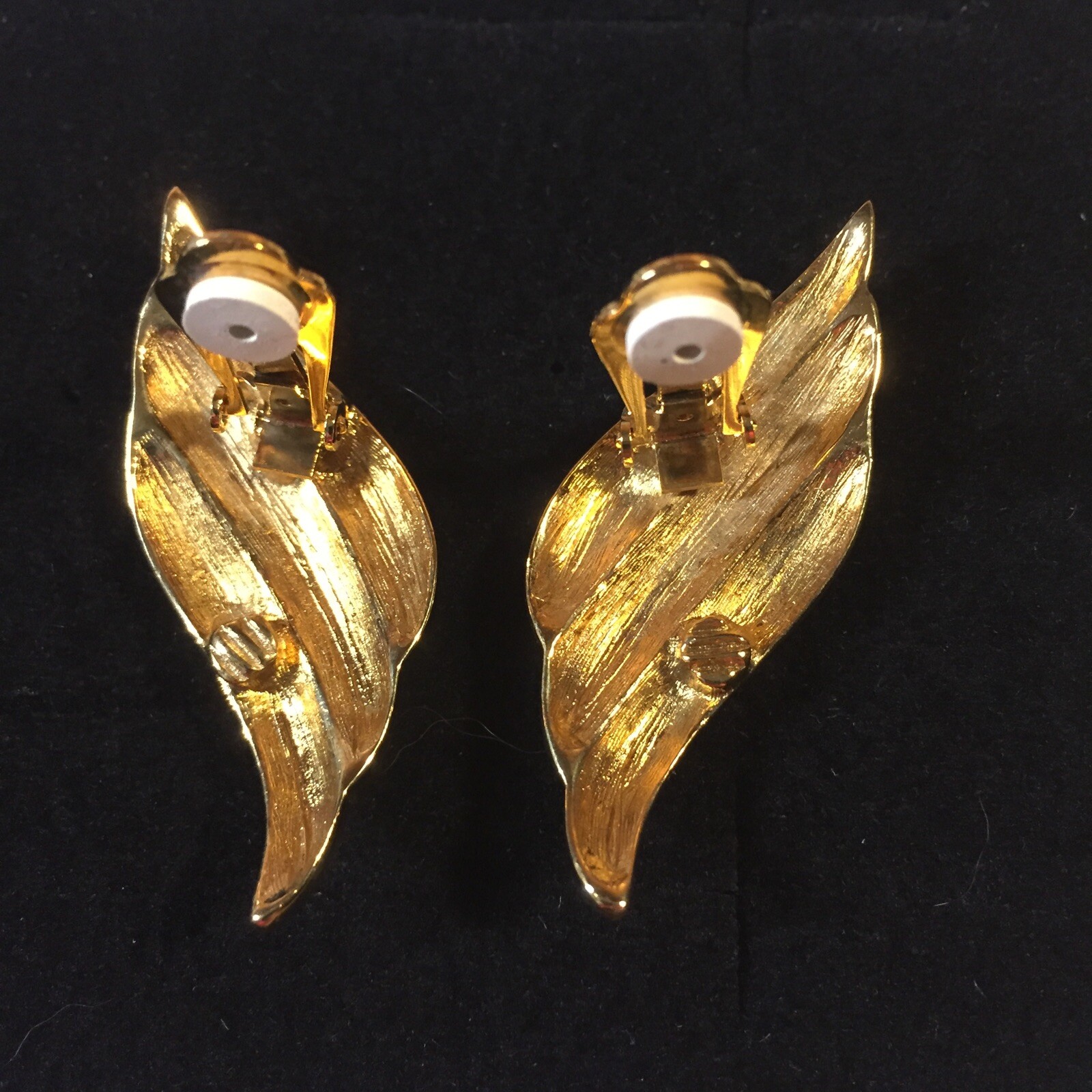 Vintage 1980s Pave Rhinestone Gold Plated Clip On Earrings