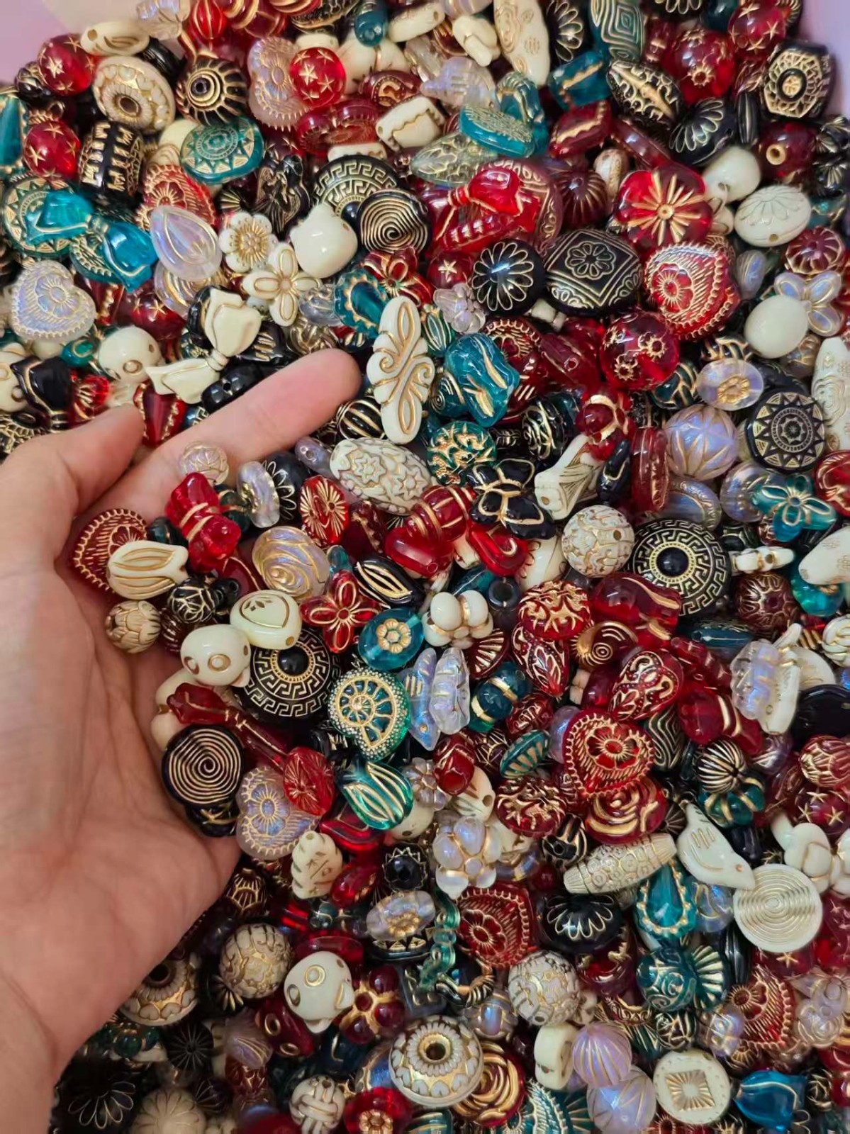 100g Mixed Acrylic Beads Czech Style Colorful Jewelry Making Craft Supplies